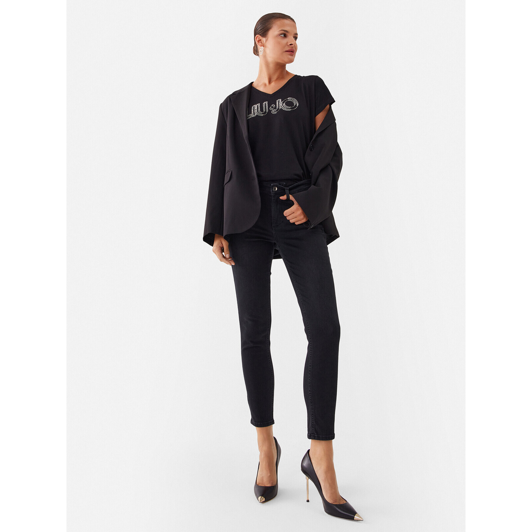 Liu Jo Тишърт TF3297 J6040 Черен Regular Fit - Pepit.bg
