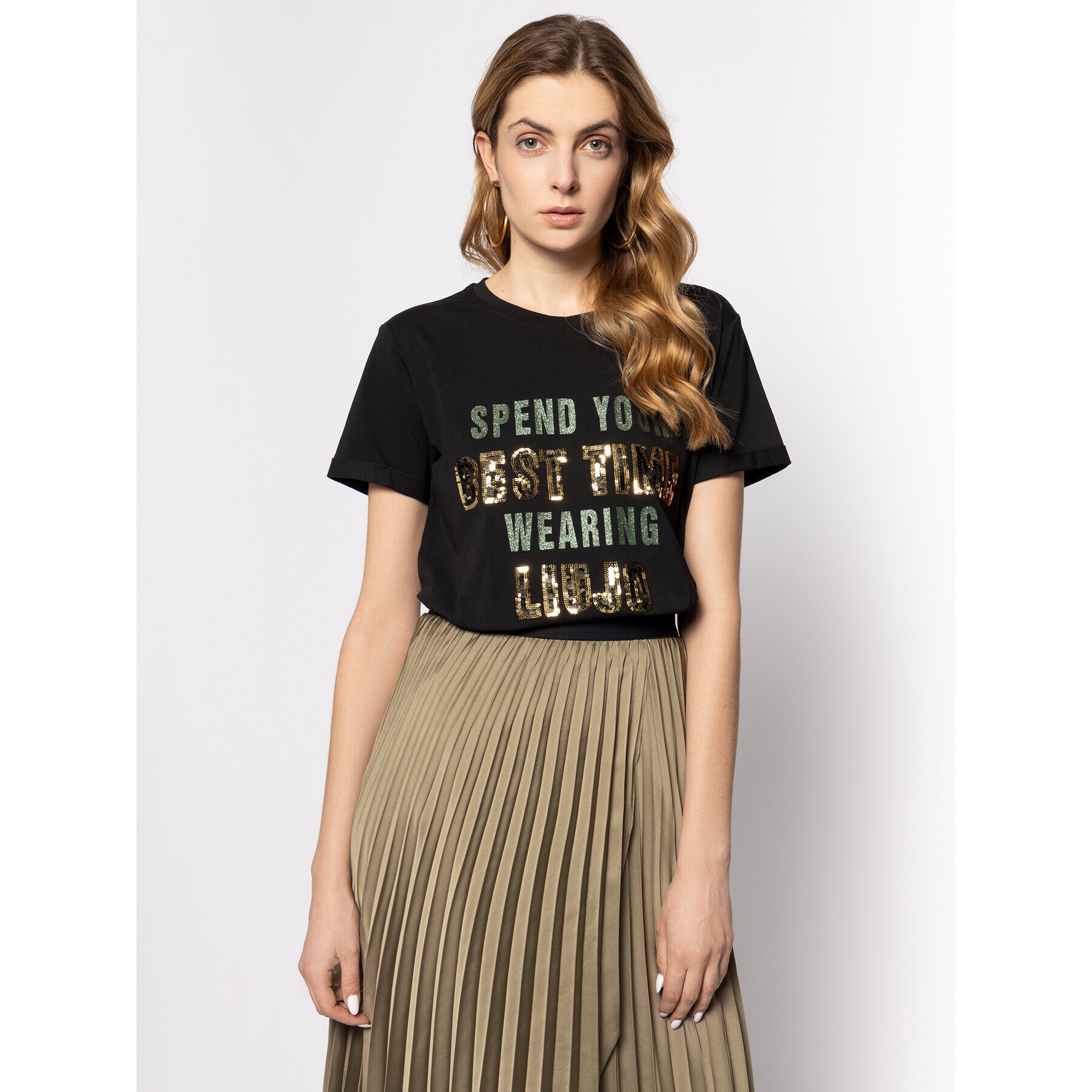 Liu Jo Тишърт WA0367 J5003 Черен Regular Fit - Pepit.bg