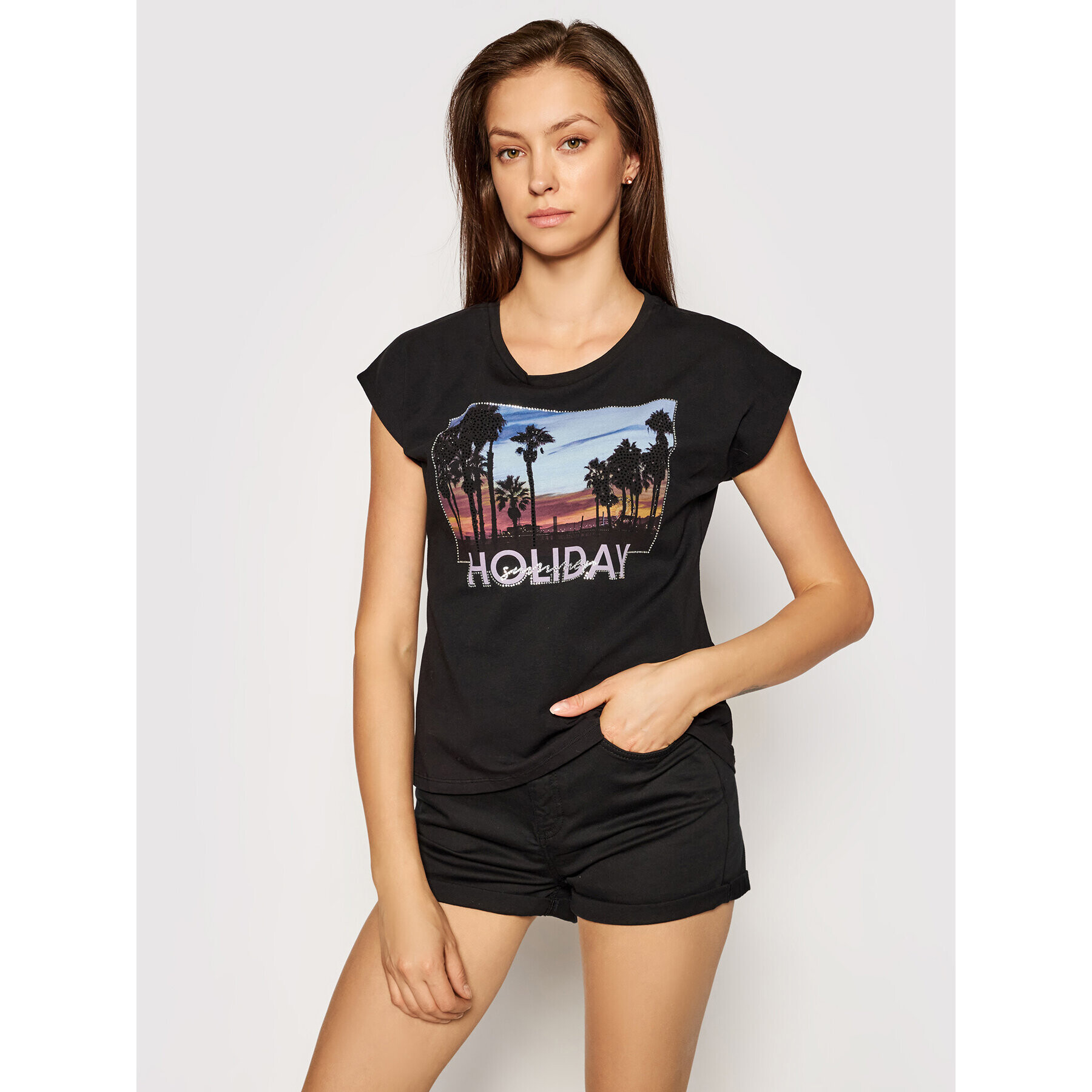Liu Jo Тишърт WA1337 J5003 Черен Regular Fit - Pepit.bg