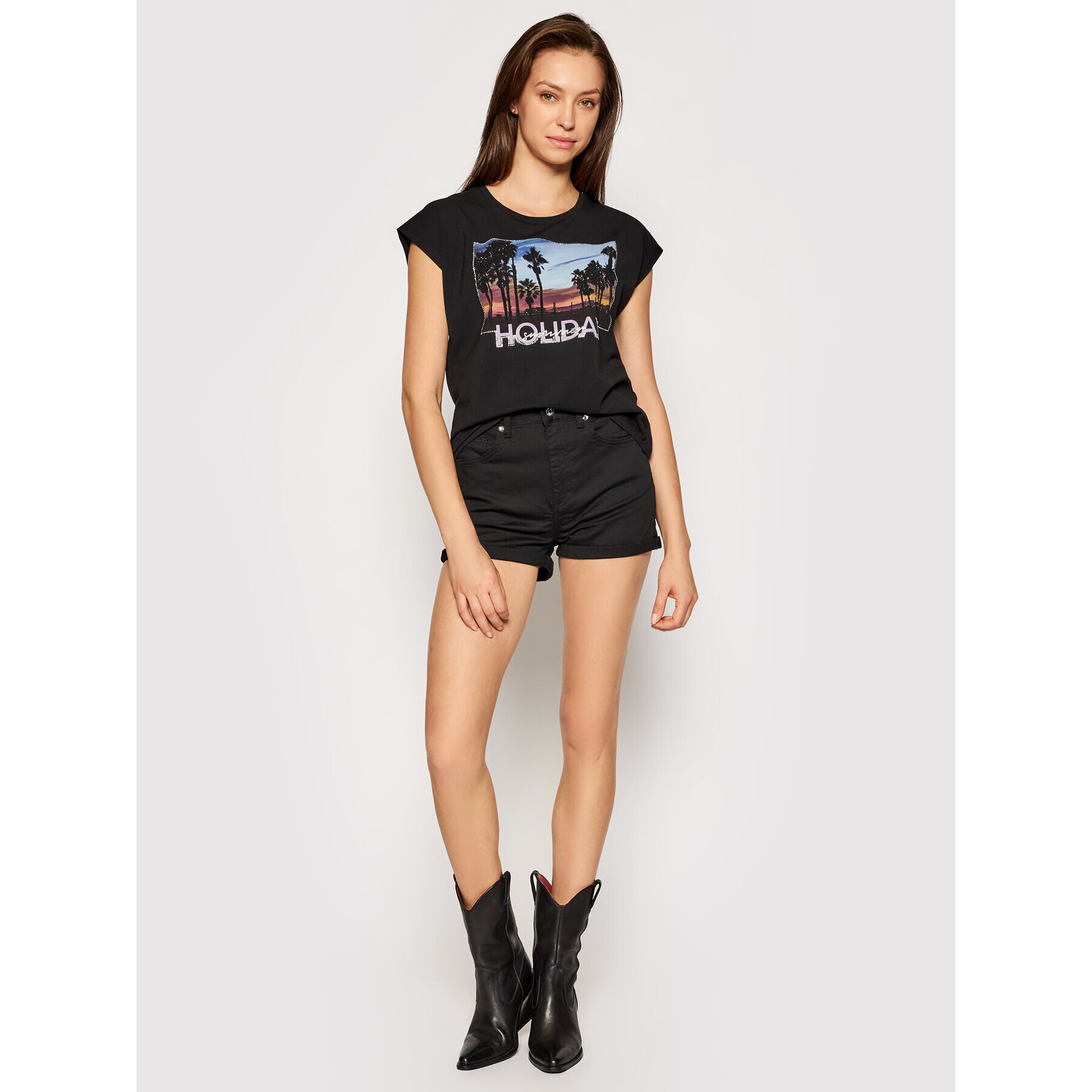 Liu Jo Тишърт WA1337 J5003 Черен Regular Fit - Pepit.bg