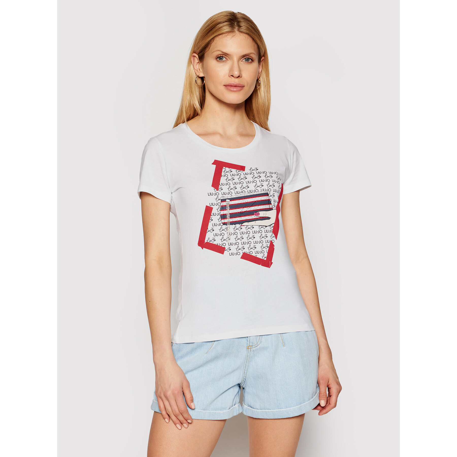 Liu Jo Тишърт WA1495 J5003 Бял Slim Fit - Pepit.bg