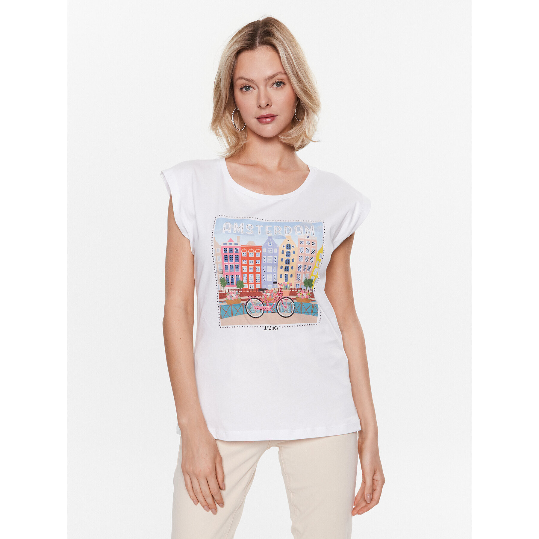 Liu Jo Тишърт WA3291 JS923 Бял Regular Fit - Pepit.bg
