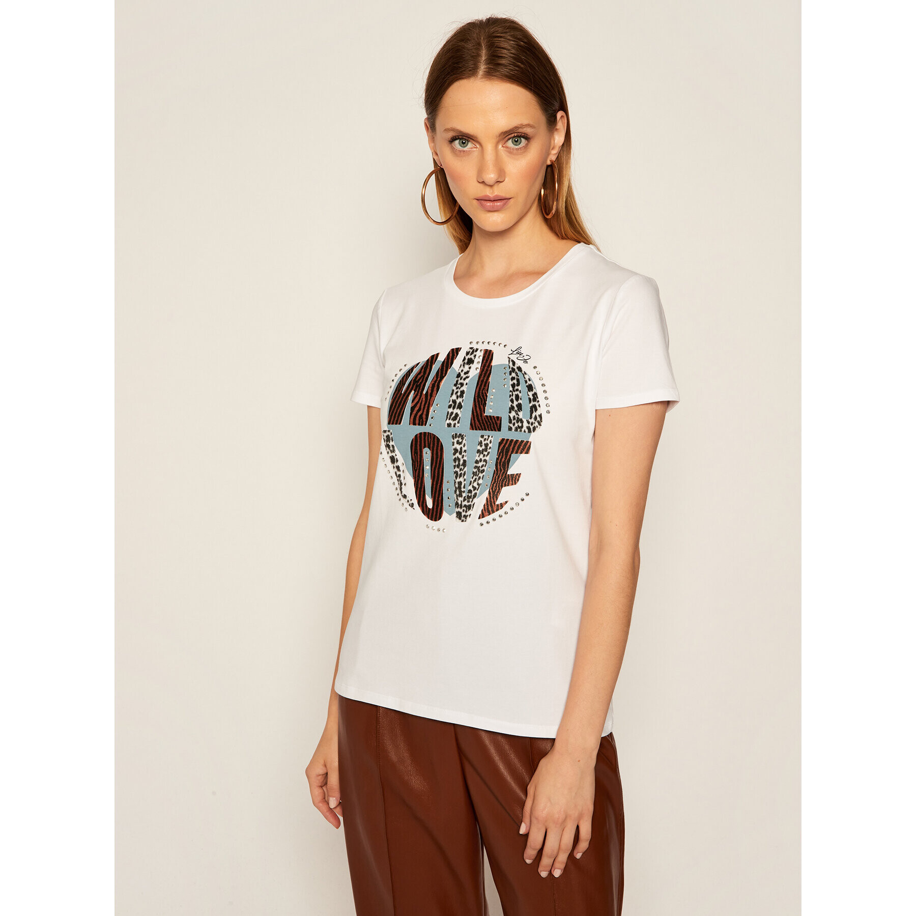 Liu Jo Тишърт WF0098 J5003 Бял Regular Fit - Pepit.bg