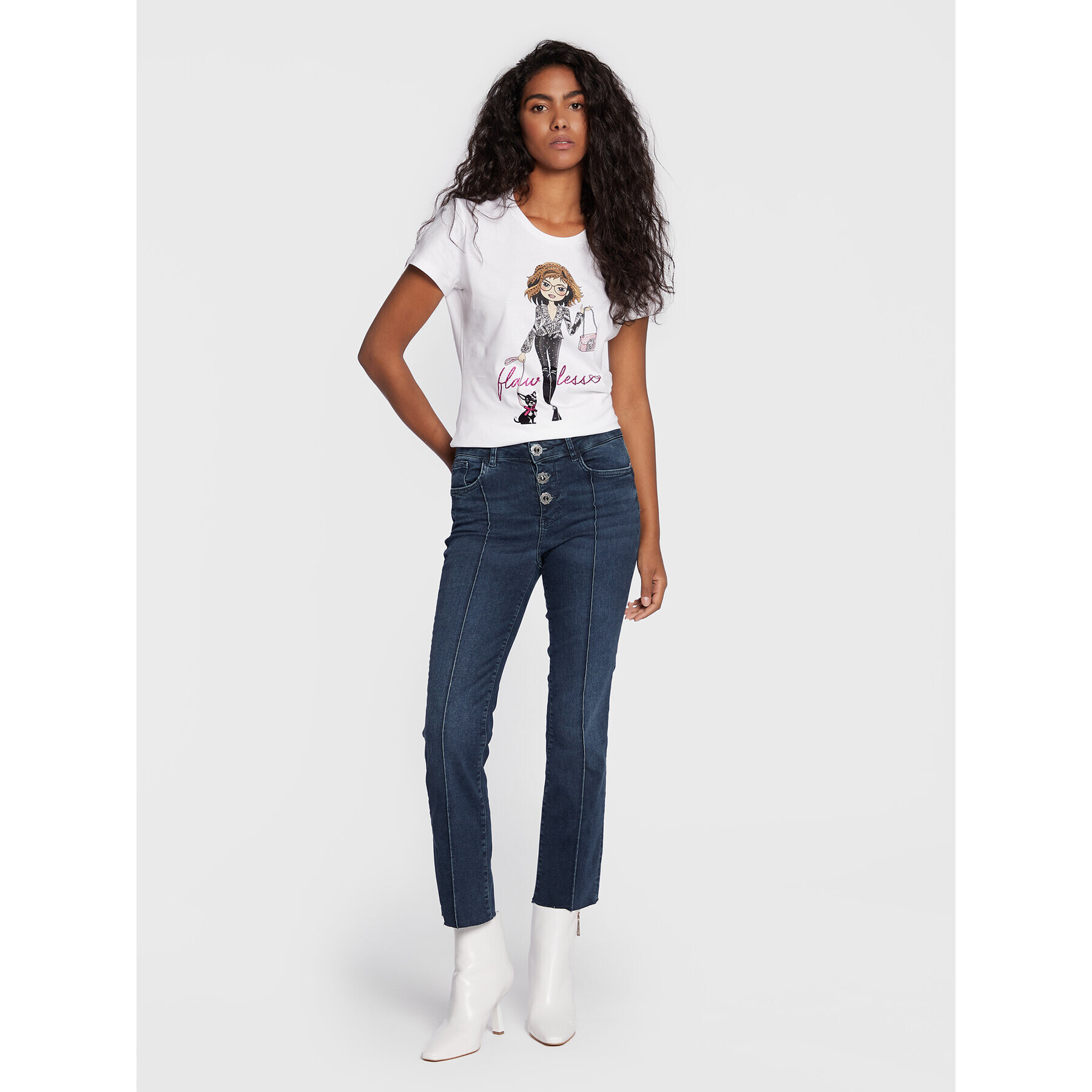 Liu Jo Тишърт WF2534 JS923 Бял Slim Fit - Pepit.bg