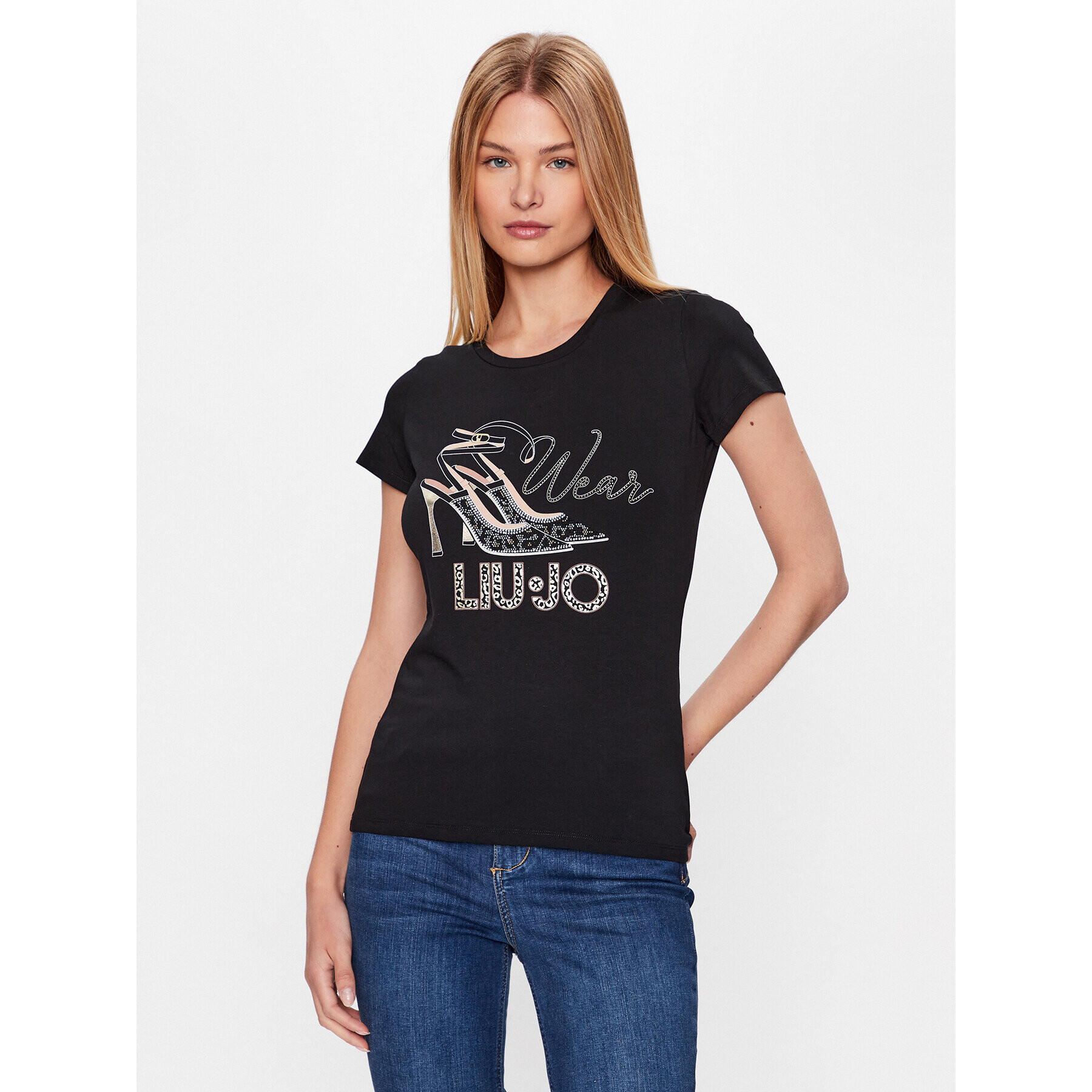 Liu Jo Тишърт WF3090 JS003 Черен Regular Fit - Pepit.bg