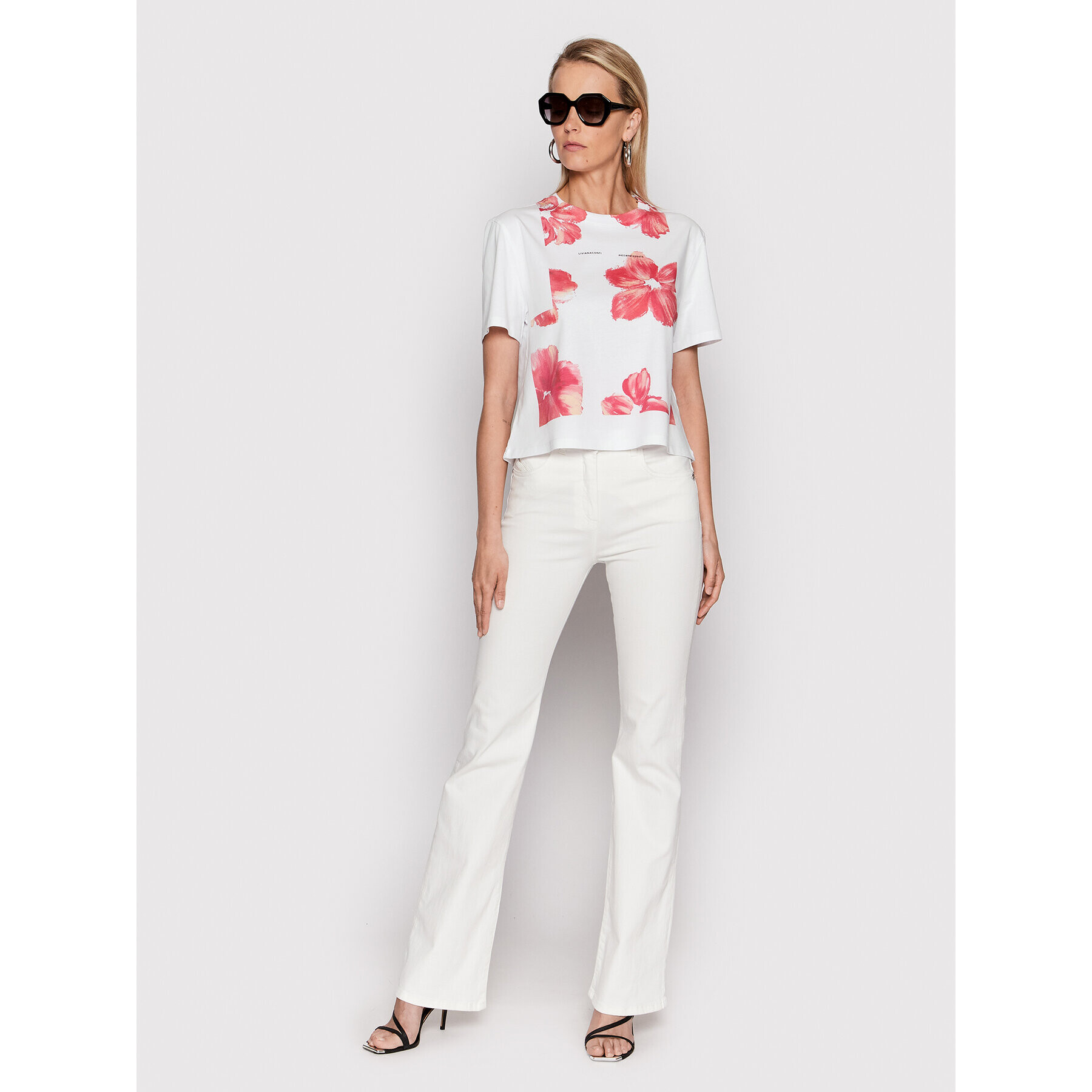 Liviana Conti Тишърт L2SW49 Бял Relaxed Fit - Pepit.bg