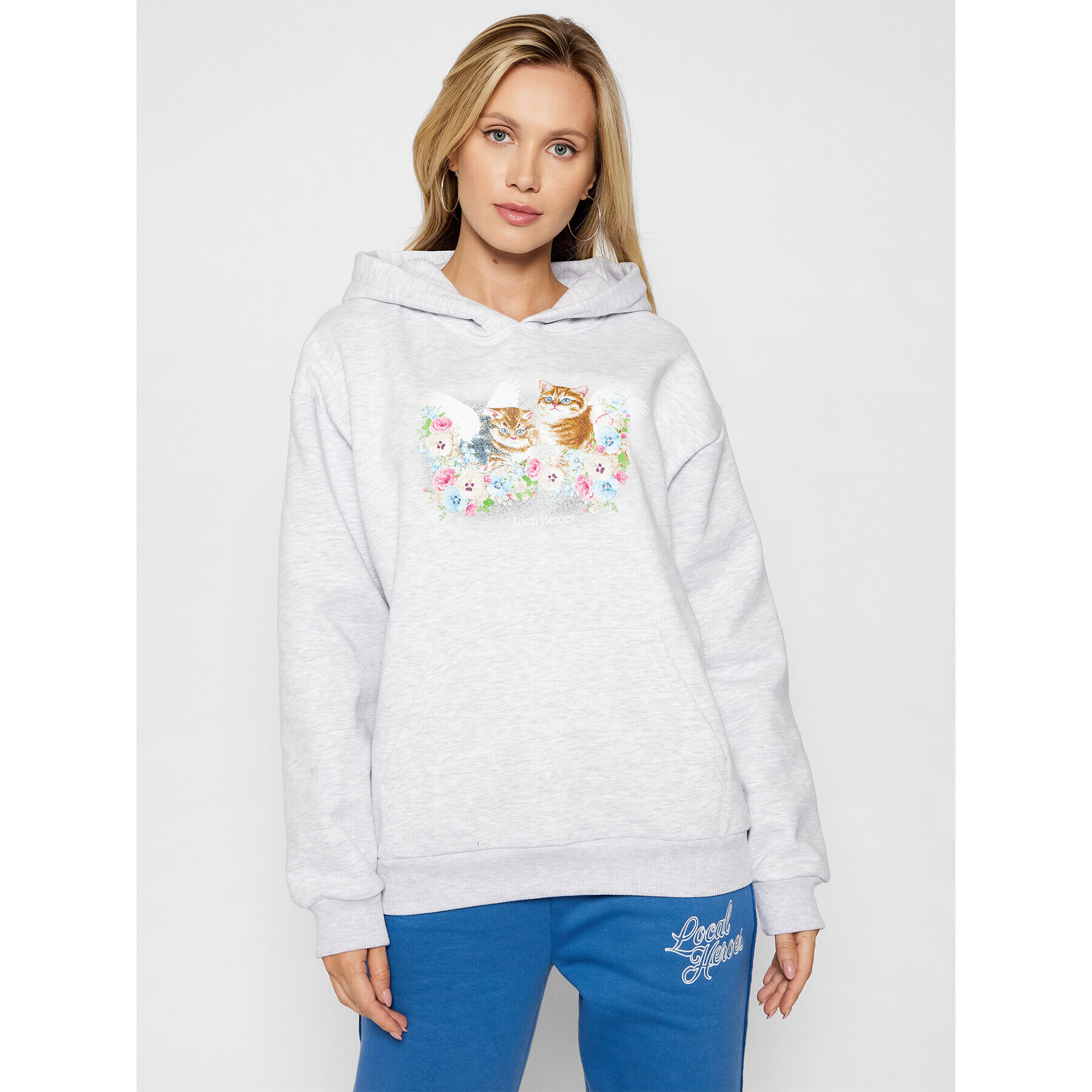 Local Heroes Суитшърт Angels Kittens AW21S0004 Сив Regular Fit - Pepit.bg