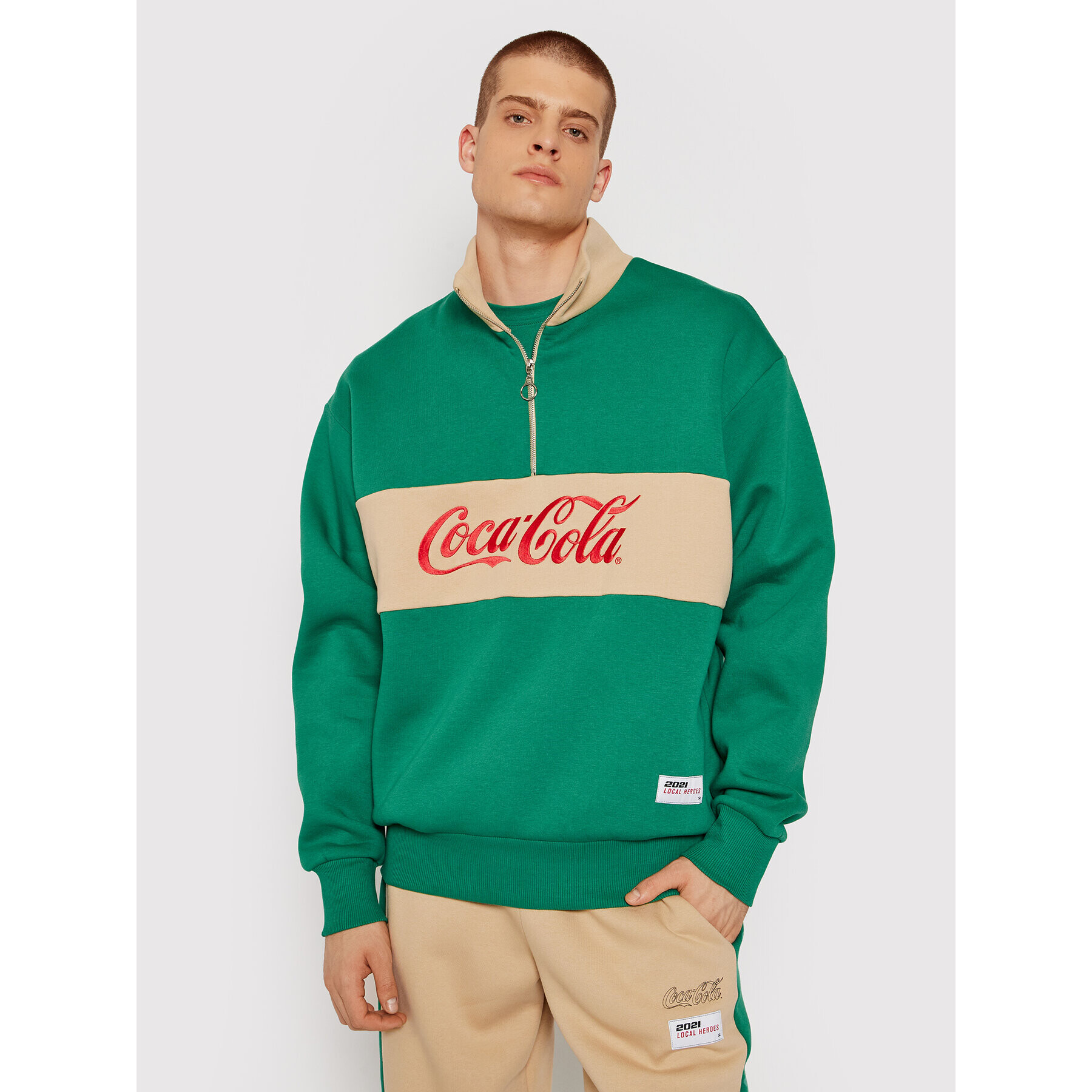 Local Heroes Суитшърт COCA-COLA Zip Up LHCCS015 Зелен Oversize - Pepit.bg