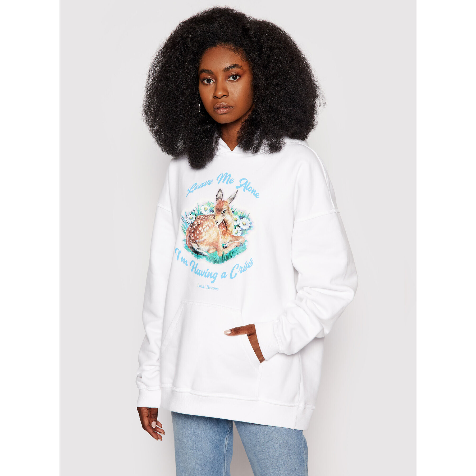 Local Heroes Суитшърт Crisis AW21S0003 Бял Oversize - Pepit.bg