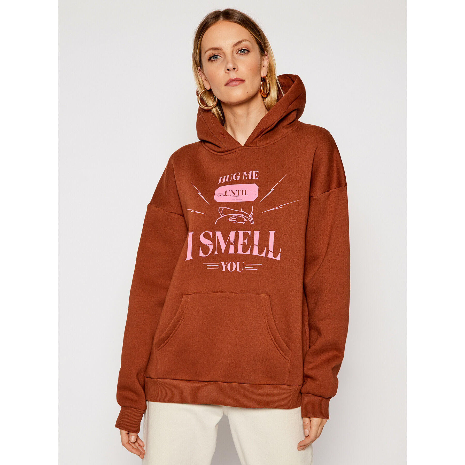 Local Heroes Суитшърт Hug Me SS21S0042 Кафяв Oversize - Pepit.bg