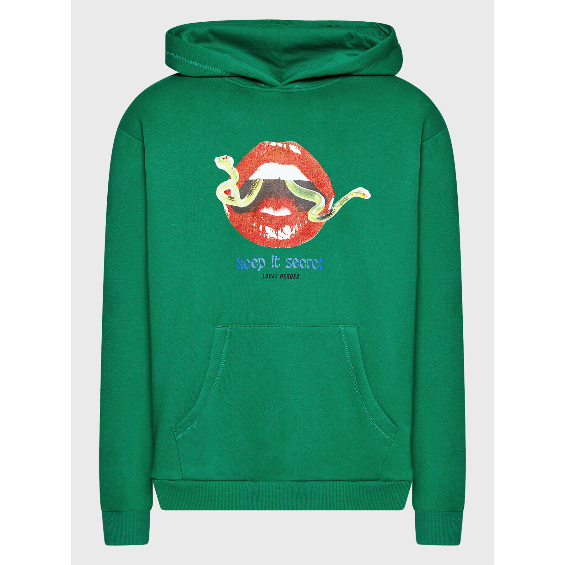 Local Heroes Суитшърт Keep A Secret AW22S0036 Зелен Oversize - Pepit.bg