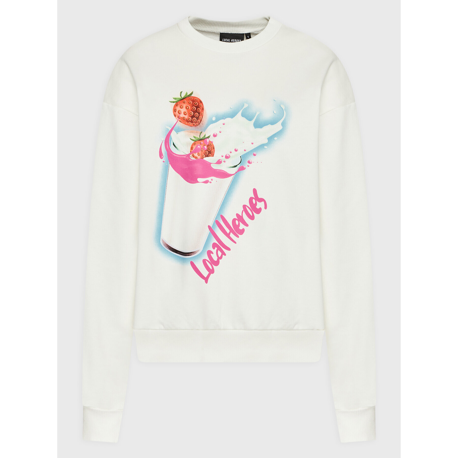 Local Heroes Суитшърт Strawberry Milk Shake AW22S0016 Екрю Oversize - Pepit.bg