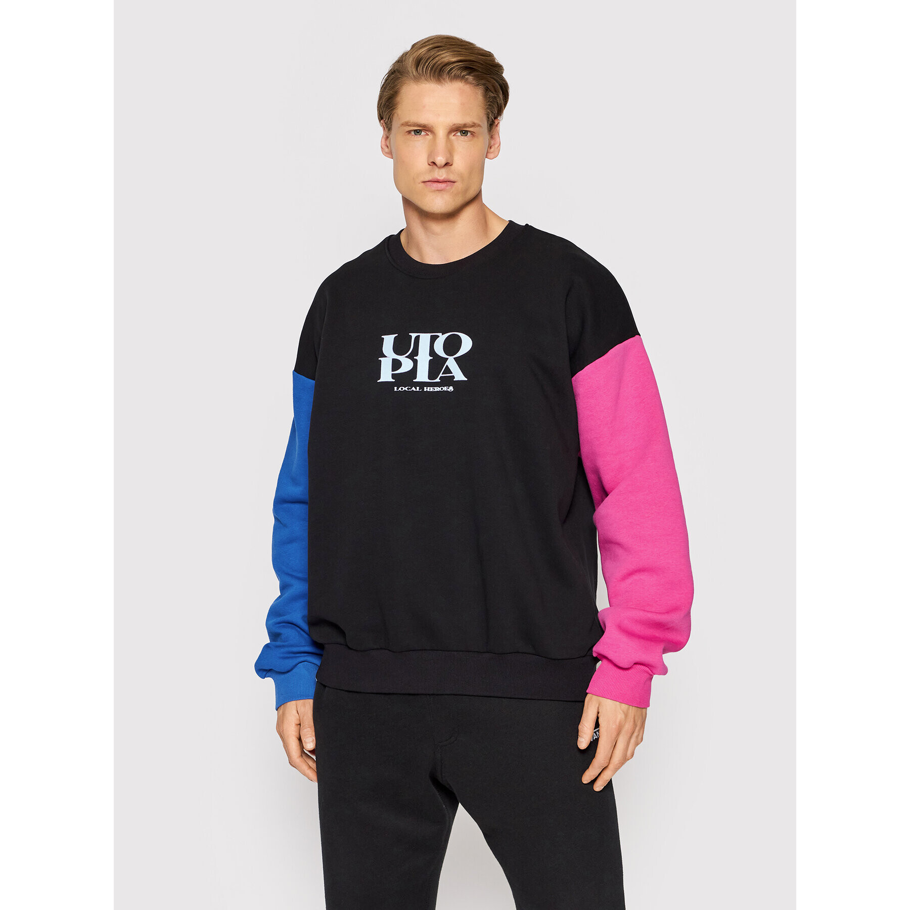 Local Heroes Суитшърт Utopia Colorblock SS22S0065 Черен Oversize - Pepit.bg