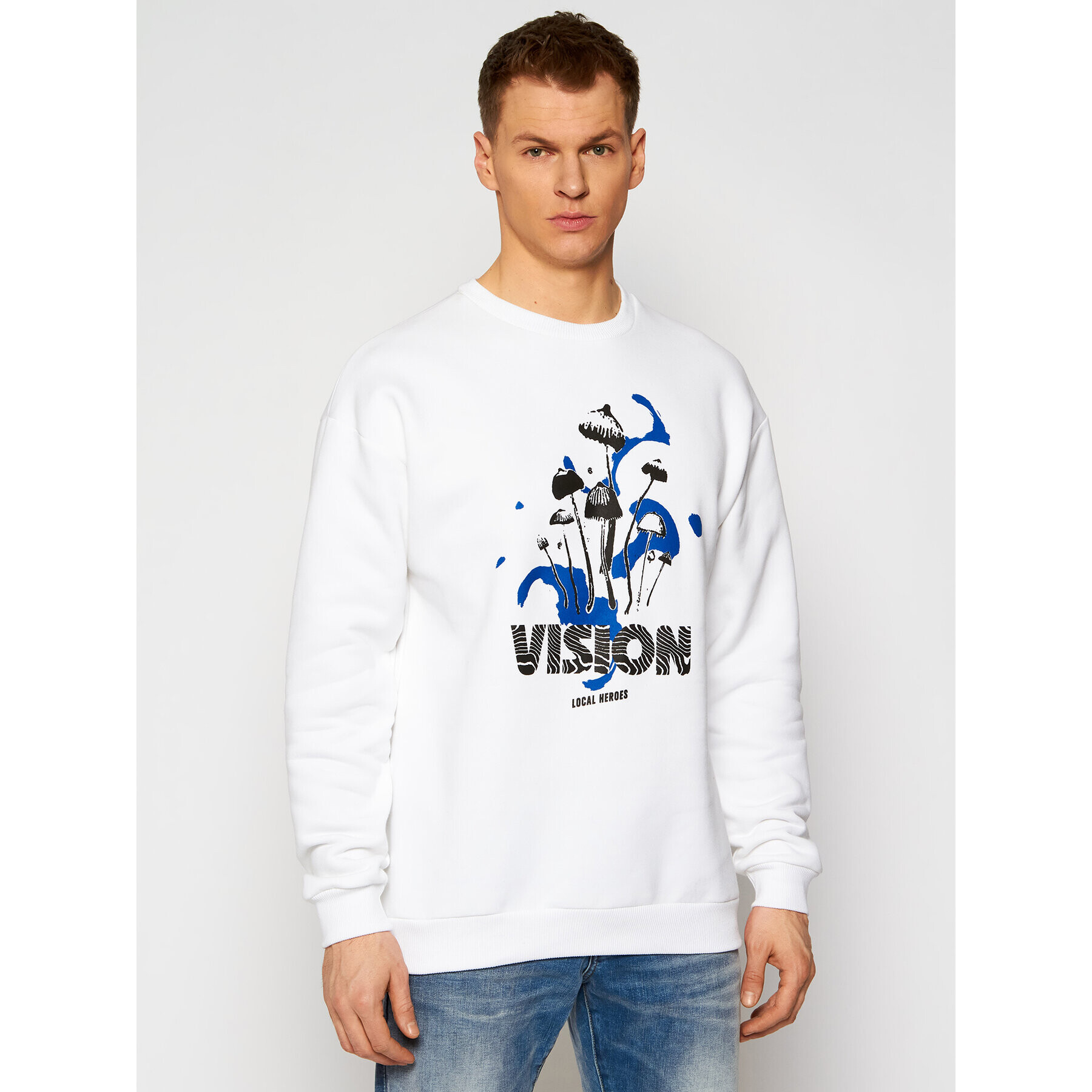 Local Heroes Суитшърт Vision SS21S0053 Бял Oversize - Pepit.bg