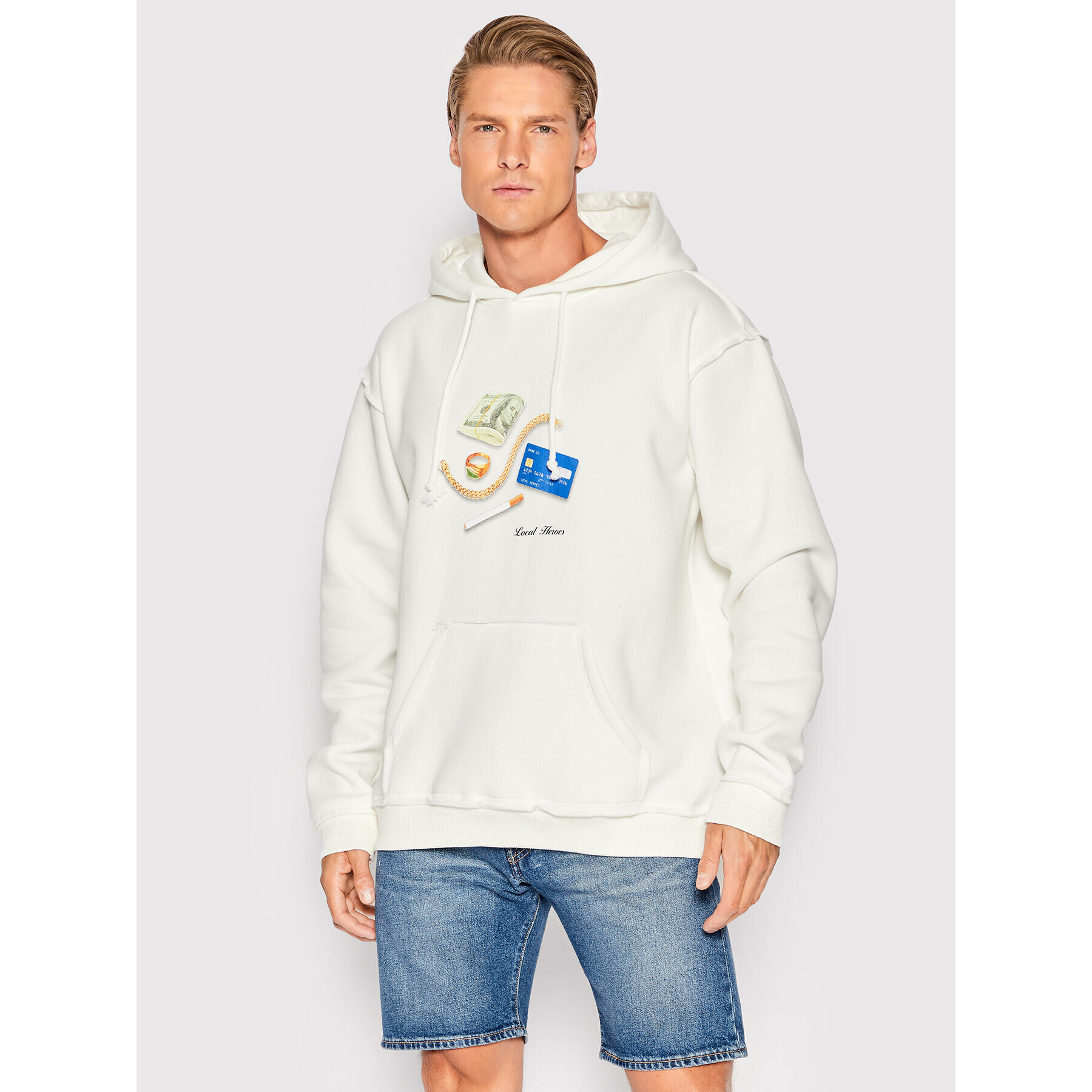 Local Heroes Суитшърт Welcome Pack AW22S0040 Бял Oversize - Pepit.bg