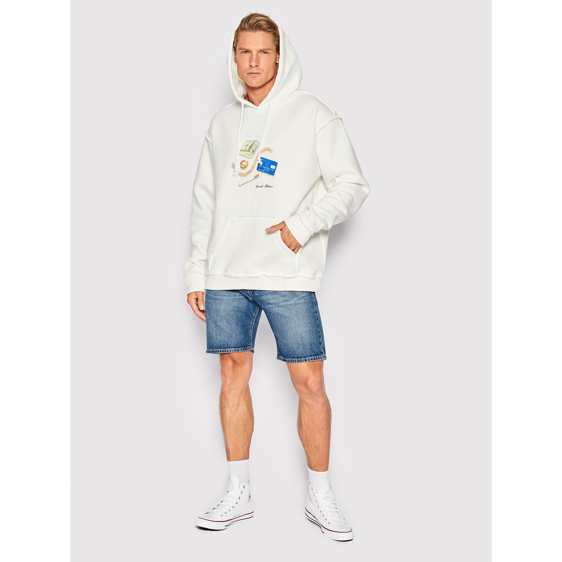 Local Heroes Суитшърт Welcome Pack AW22S0040 Бял Oversize - Pepit.bg