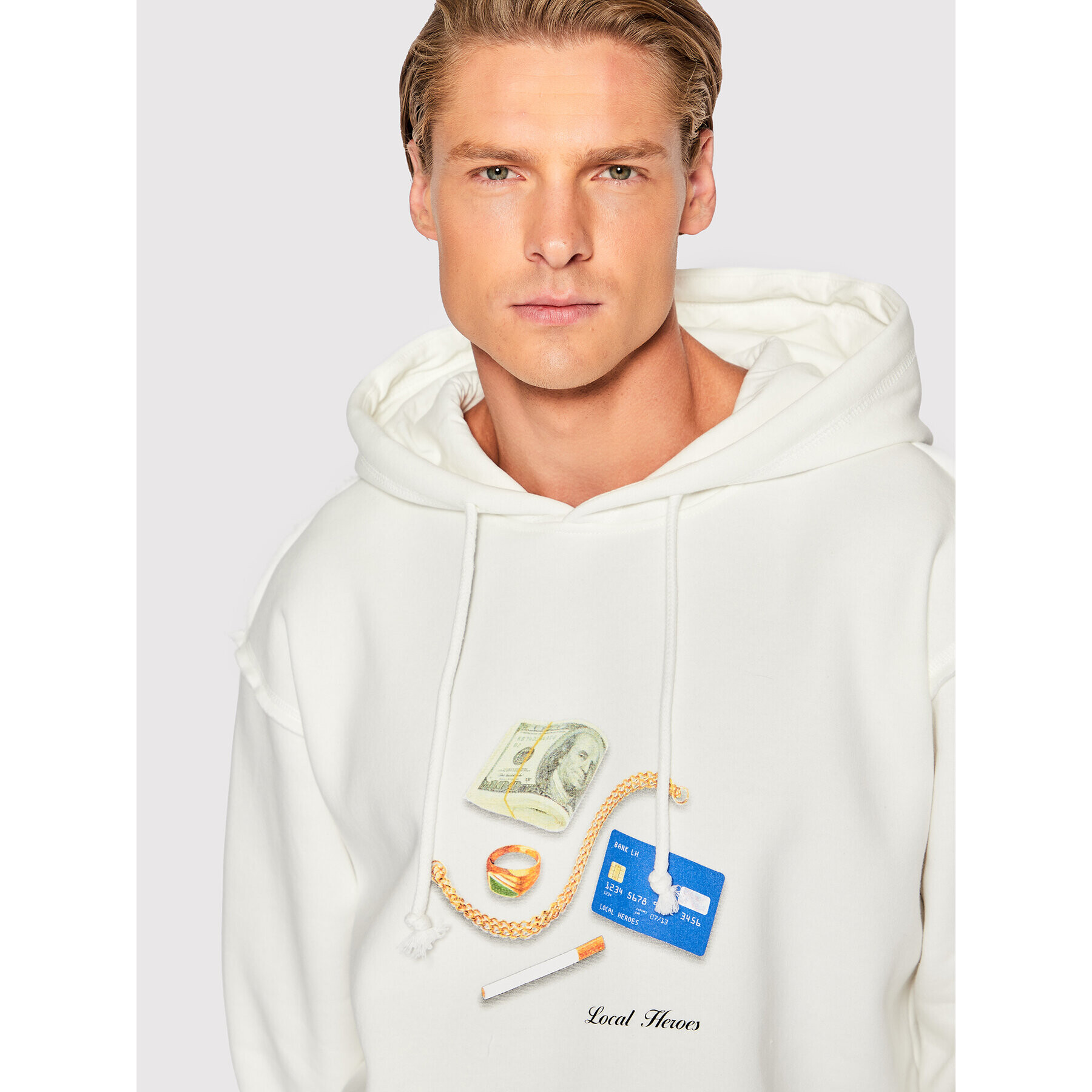 Local Heroes Суитшърт Welcome Pack AW22S0040 Бял Oversize - Pepit.bg