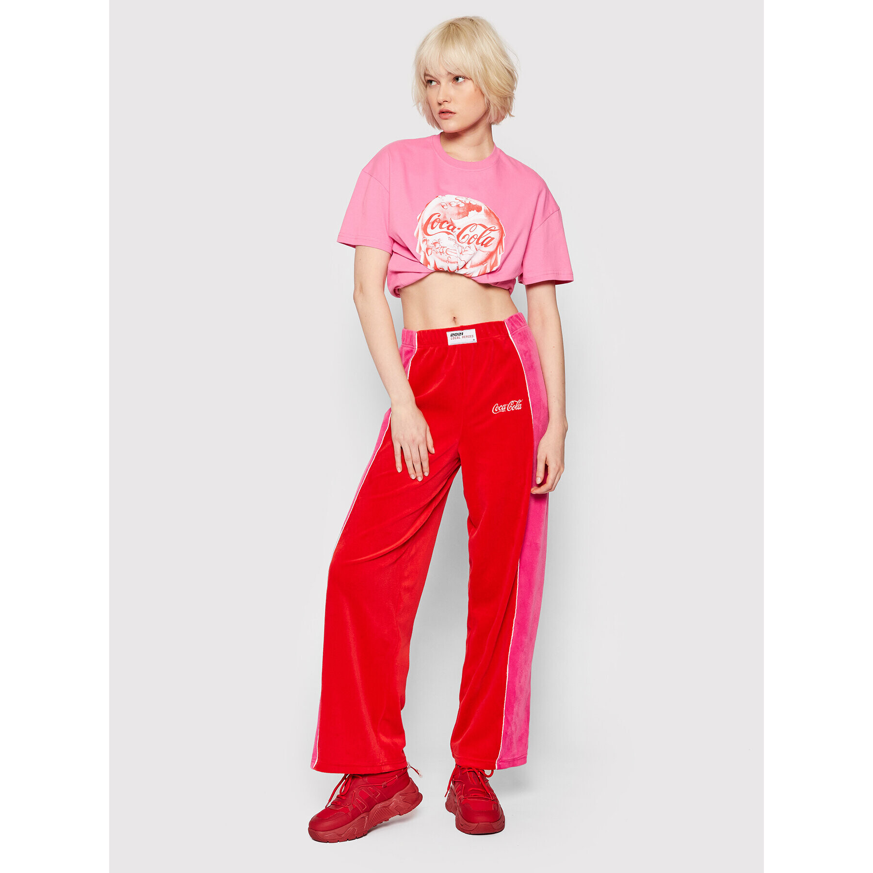 Local Heroes Тишърт COCA-COLA Bottle Cup LHCCT001 Розов Oversize - Pepit.bg