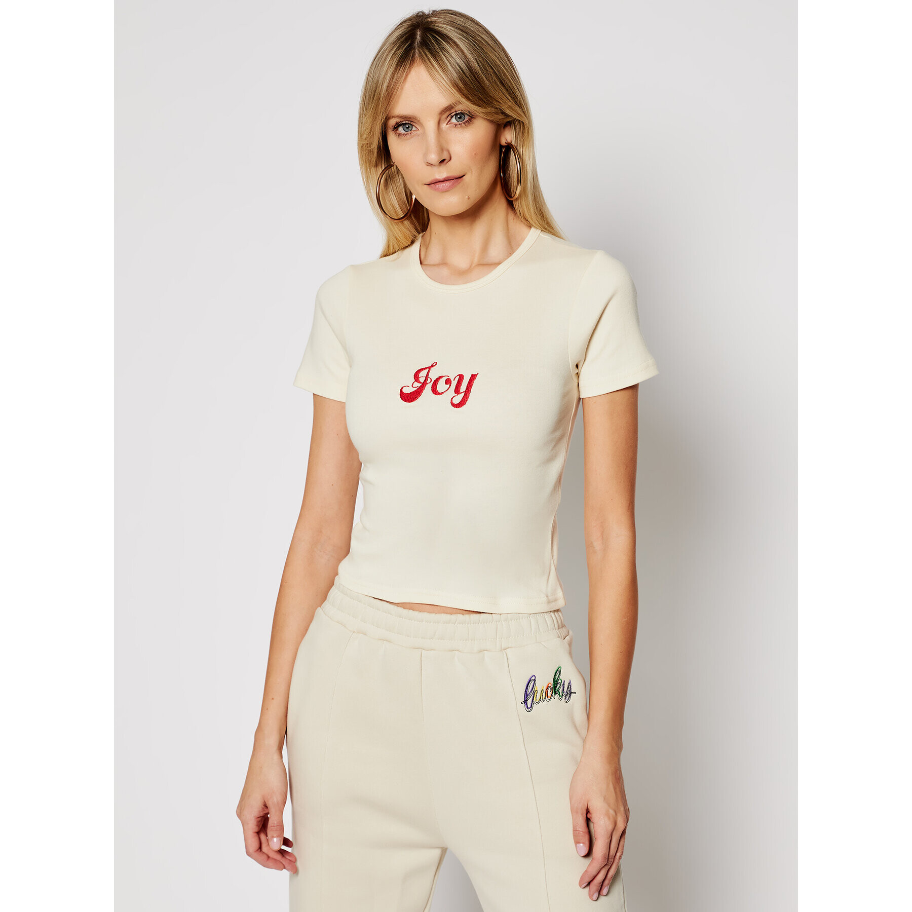Local Heroes Тишърт Joy SS21T0038 Бежов Slim Fit - Pepit.bg