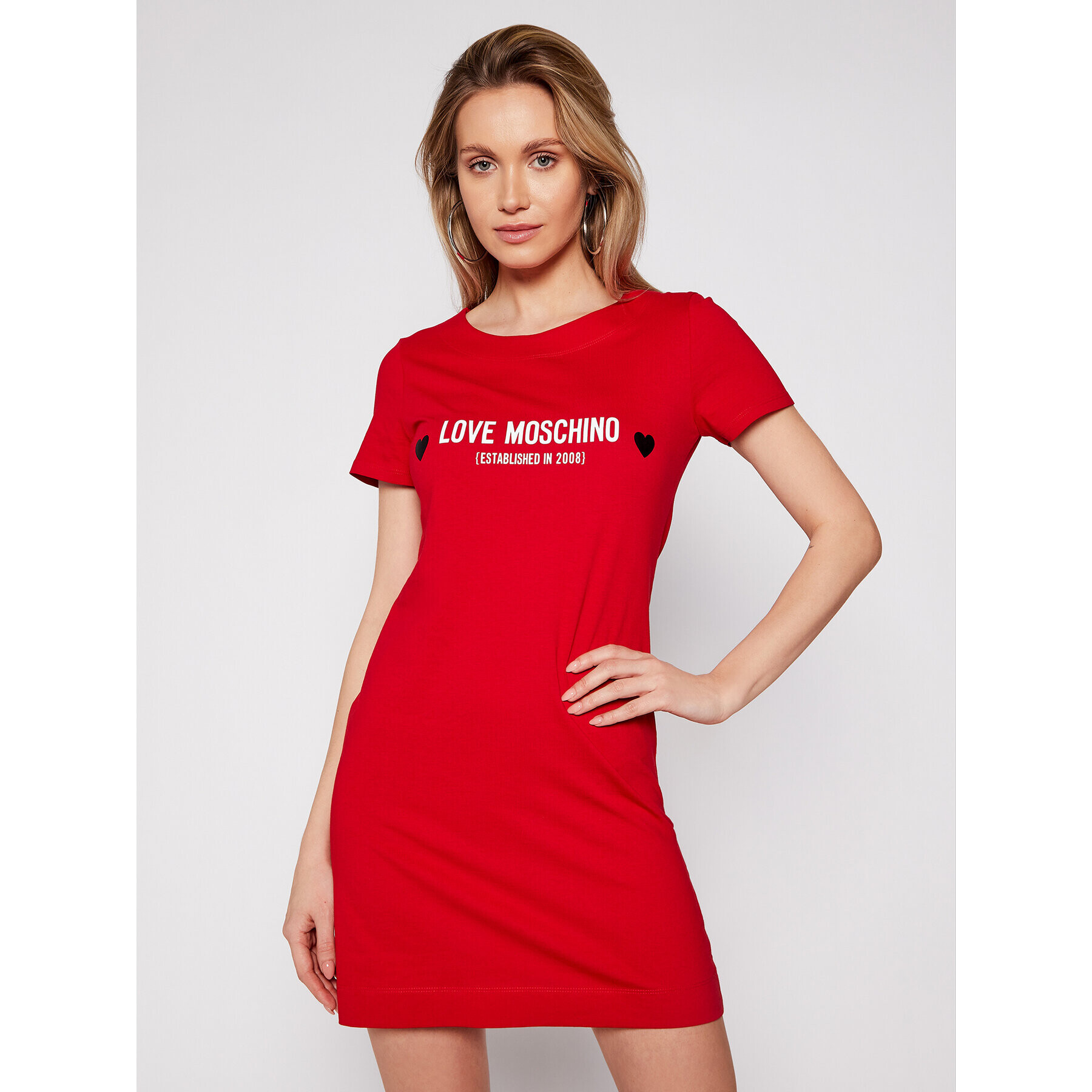 LOVE MOSCHINO Ежедневна рокля W592913M 3876 Червен Regular Fit - Pepit.bg