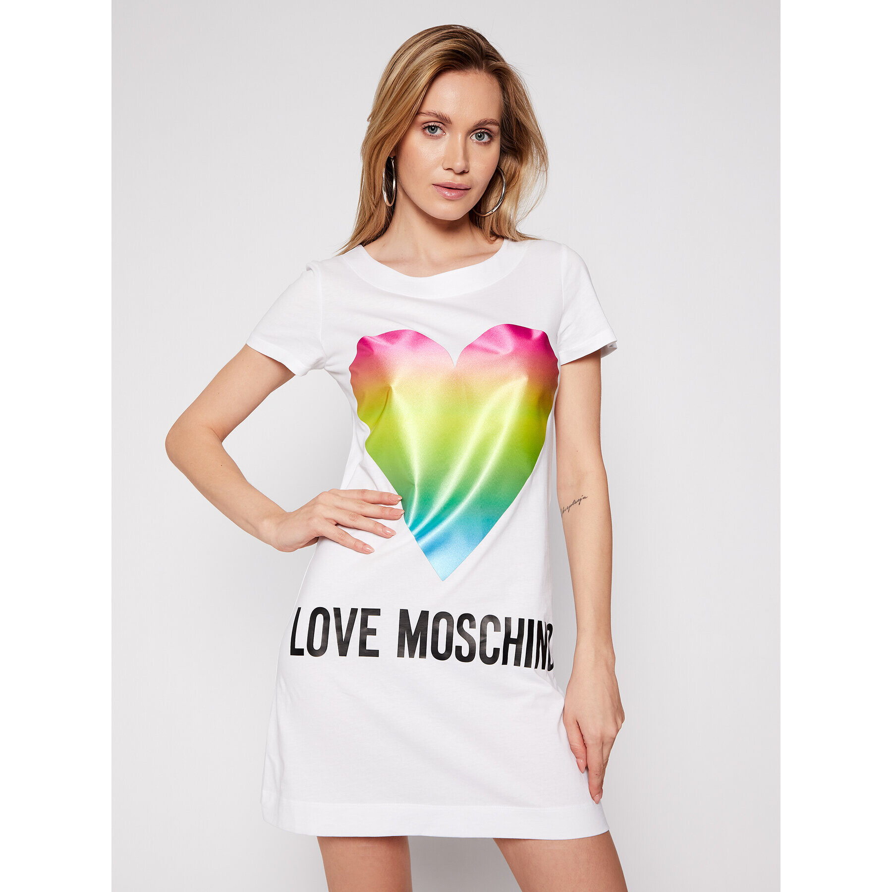 LOVE MOSCHINO Ежедневна рокля W592914M 3876 Бял Regular Fit - Pepit.bg