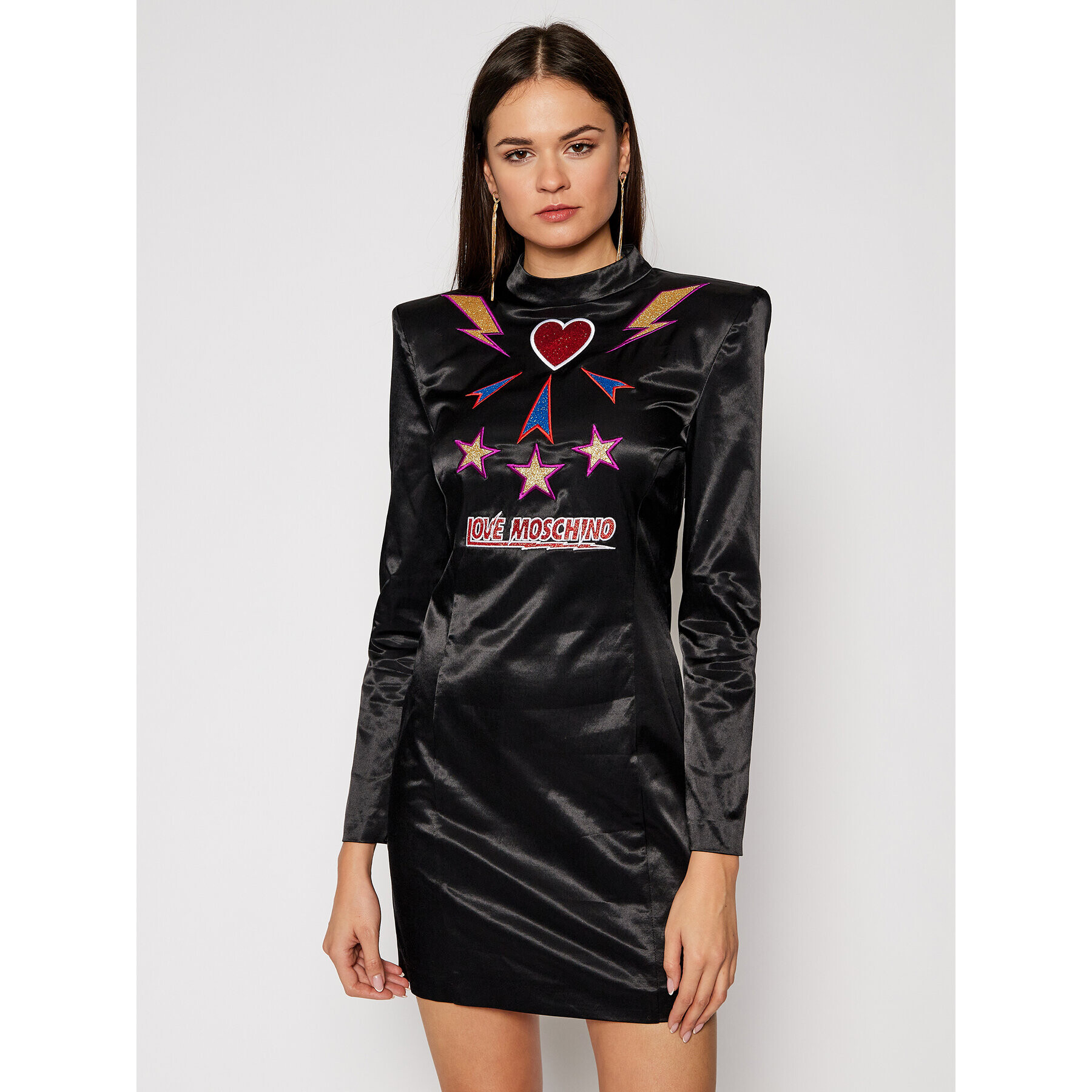 LOVE MOSCHINO Коктейлна рокля WVI3401S 3476 Черен Regular Fit - Pepit.bg