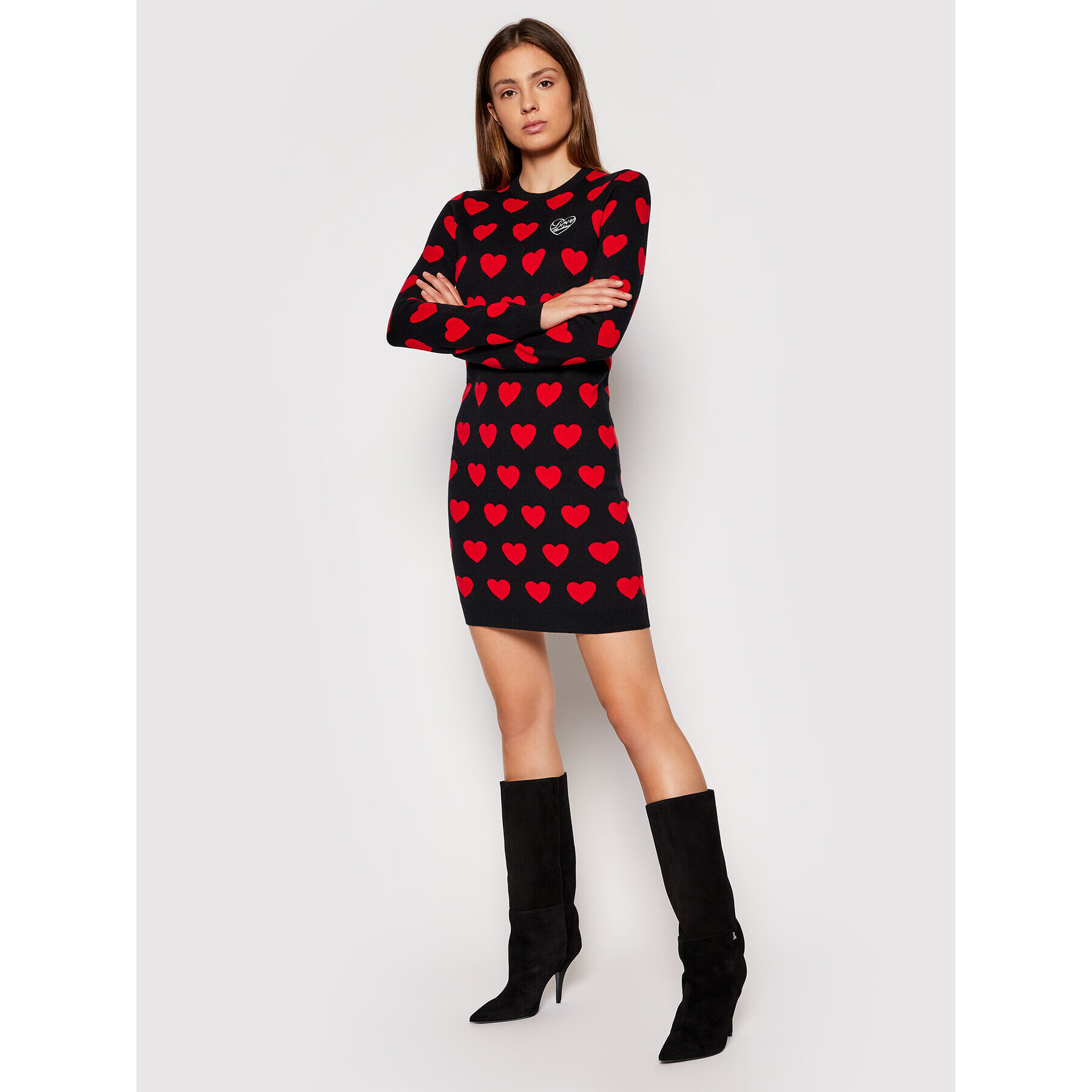 LOVE MOSCHINO Плетена рокля WS63R11XA115 Черен Regular Fit - Pepit.bg