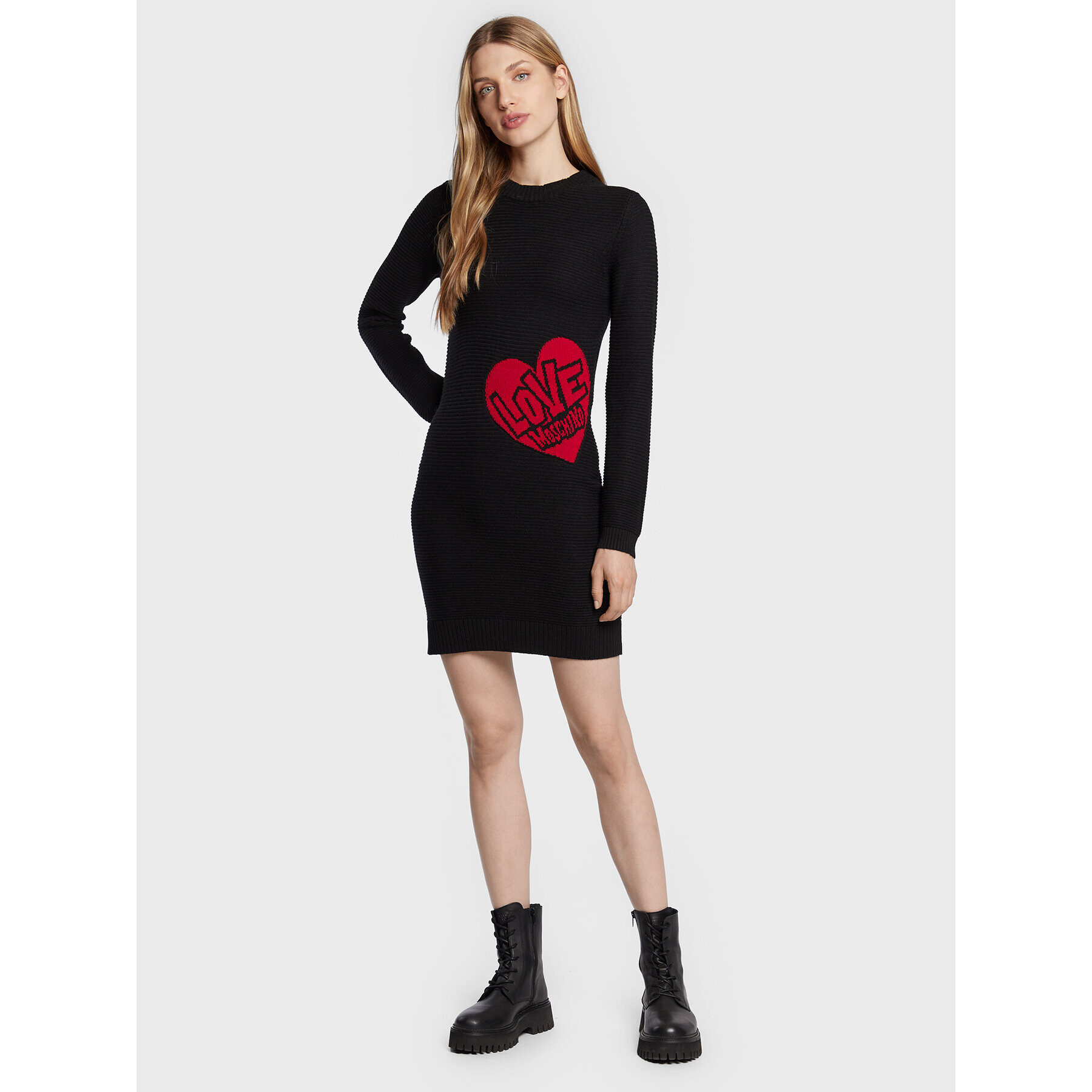 LOVE MOSCHINO Плетена рокля WSE0810X A125 Черен Regular Fit - Pepit.bg