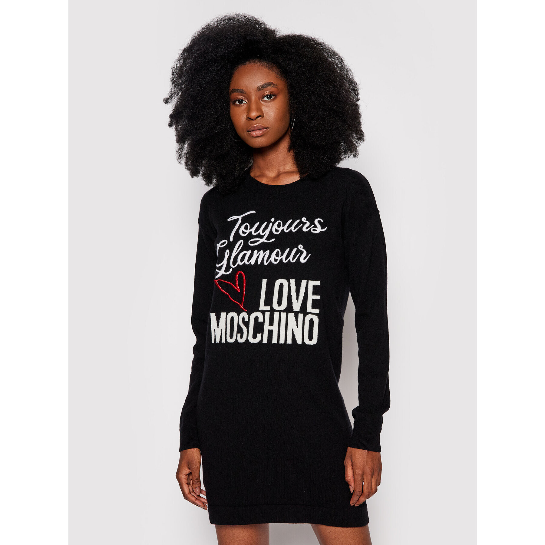 LOVE MOSCHINO Плетена рокля WS57R11X 1434 Черен Regular Fit - Pepit.bg