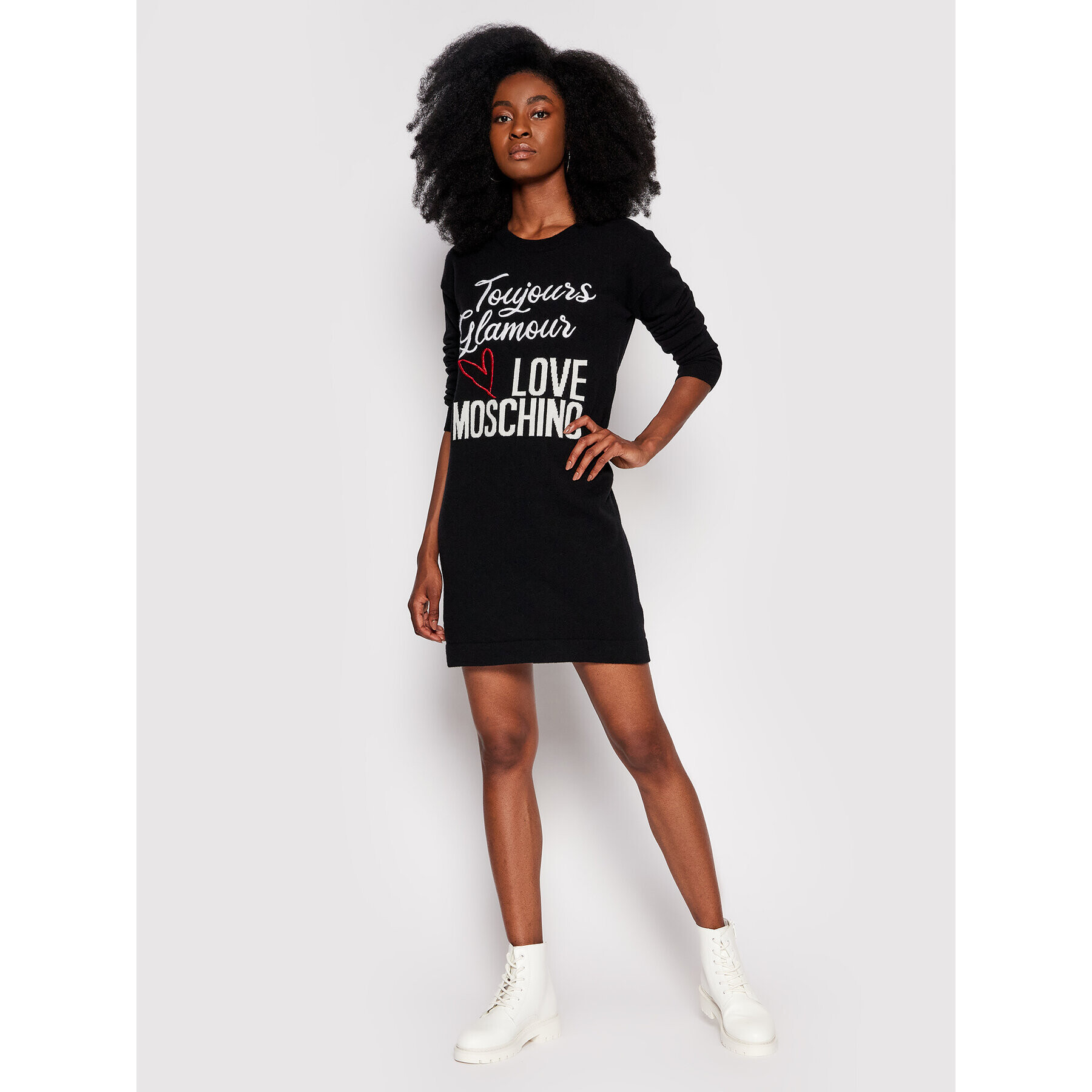 LOVE MOSCHINO Плетена рокля WS57R11X 1434 Черен Regular Fit - Pepit.bg