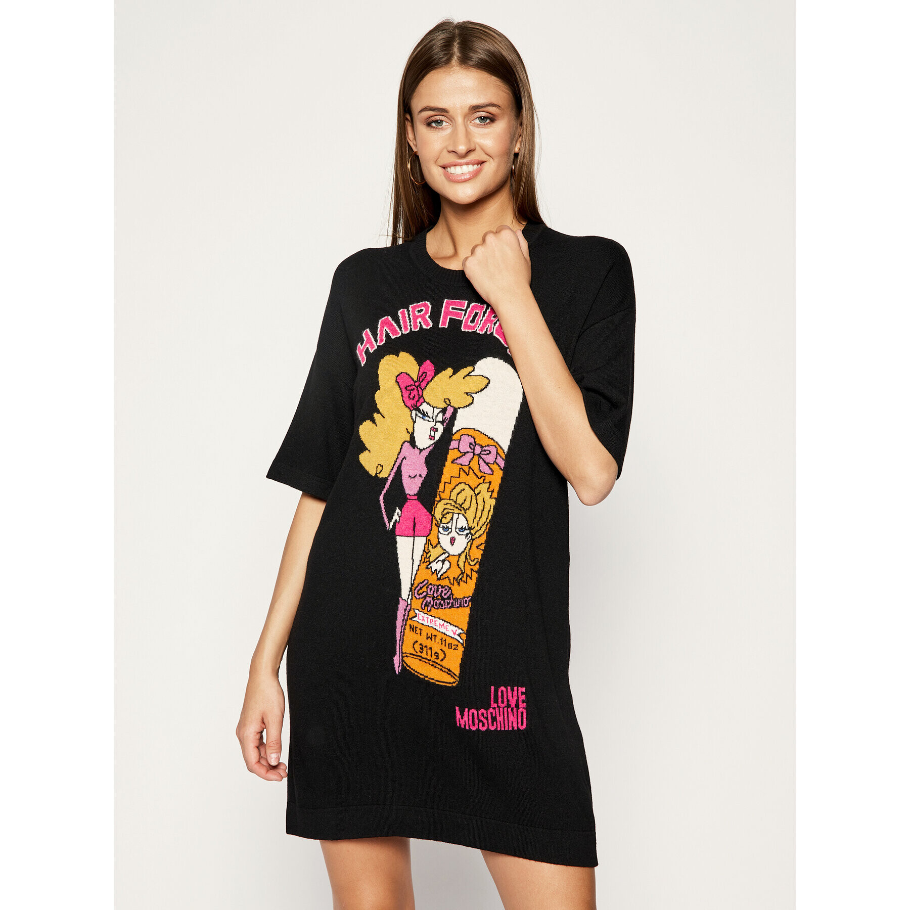 LOVE MOSCHINO Плетена рокля WSR6610X 1307 Черен Regular Fit - Pepit.bg