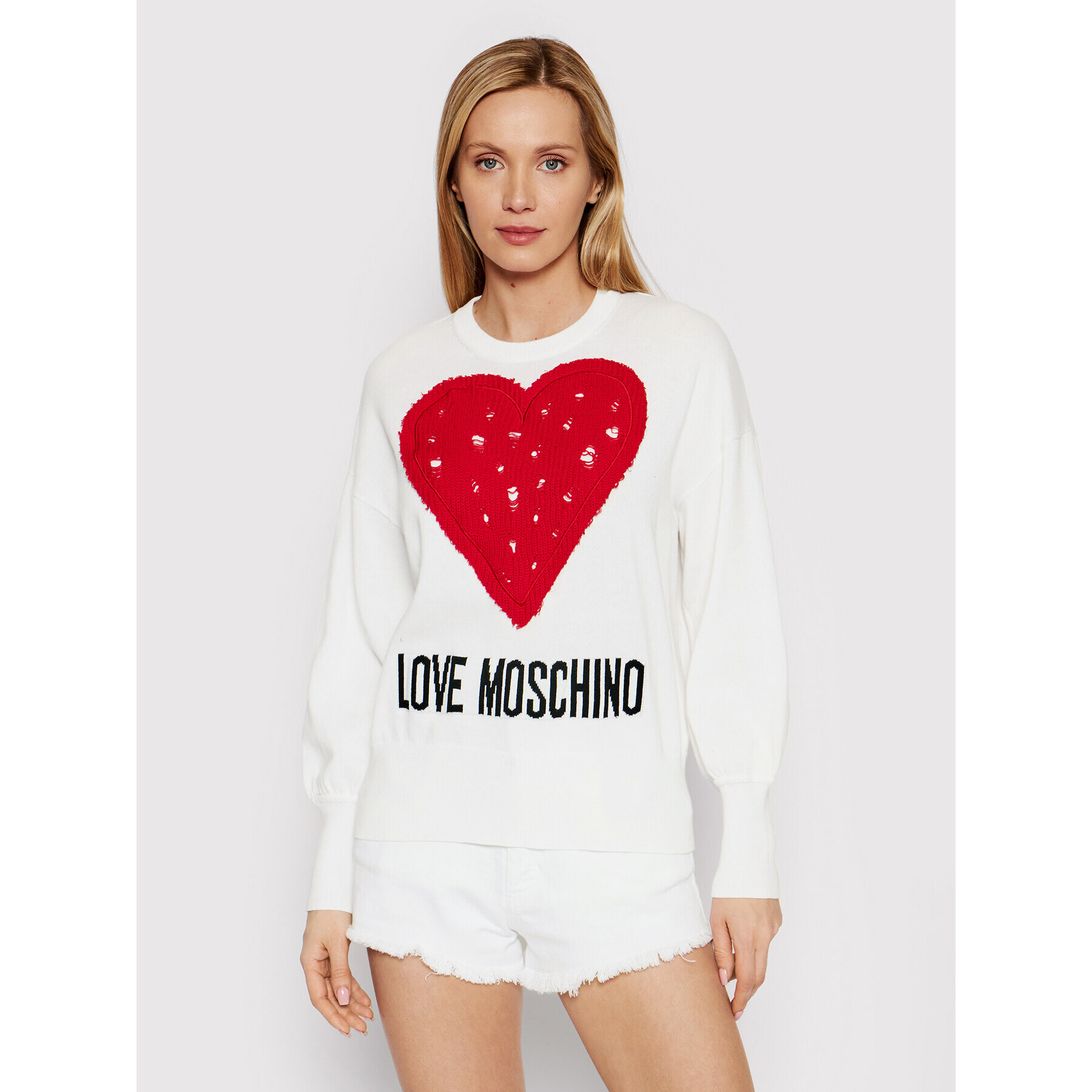 LOVE MOSCHINO Пуловер WSM1011X 1472 Бял Regular Fit - Pepit.bg