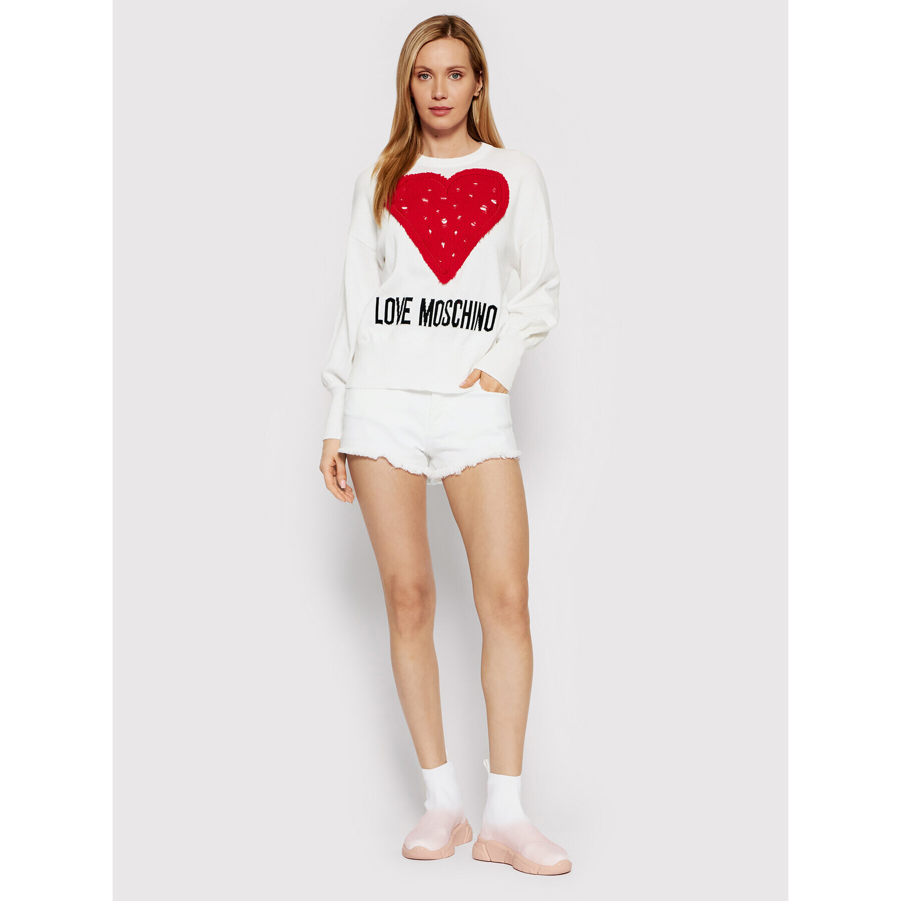 LOVE MOSCHINO Пуловер WSM1011X 1472 Бял Regular Fit - Pepit.bg