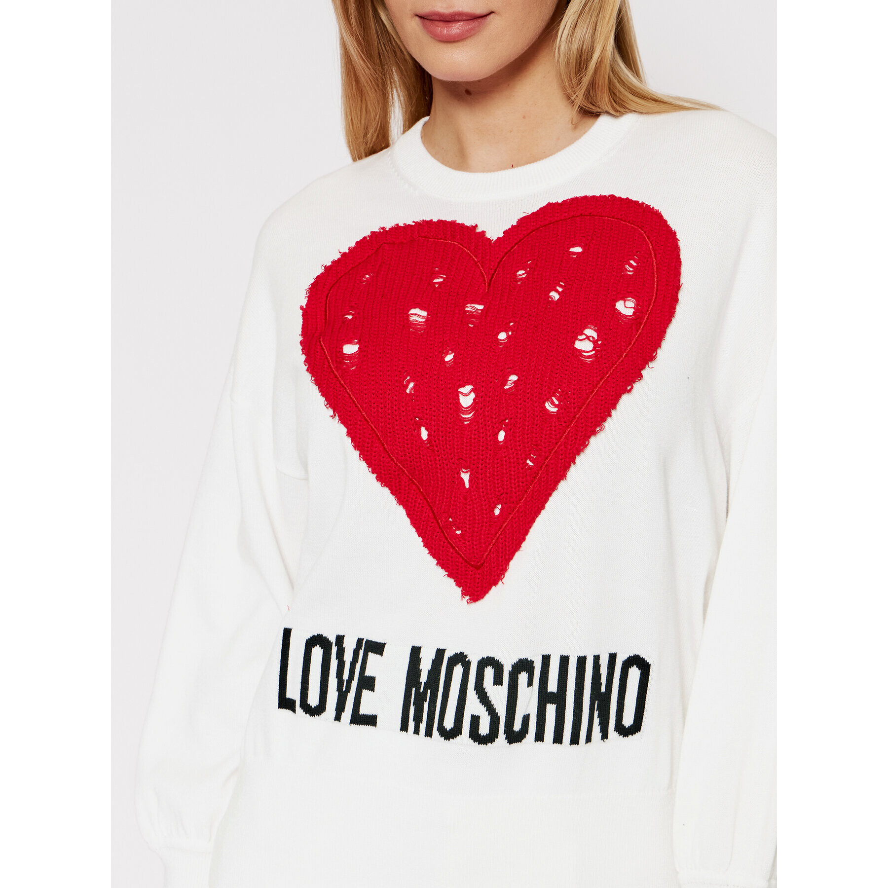 LOVE MOSCHINO Пуловер WSM1011X 1472 Бял Regular Fit - Pepit.bg