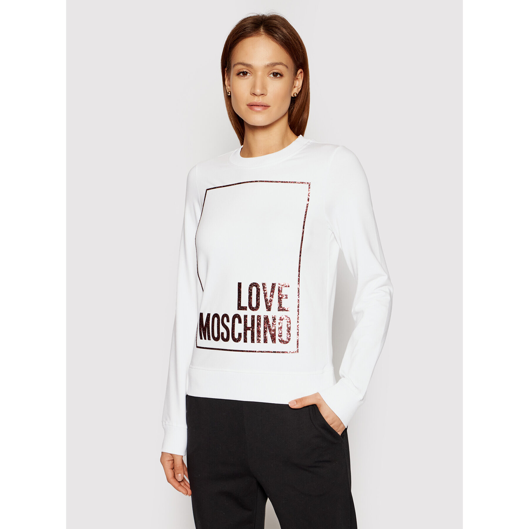 LOVE MOSCHINO Суитшърт W630220E 2180 Бял Regular Fit - Pepit.bg