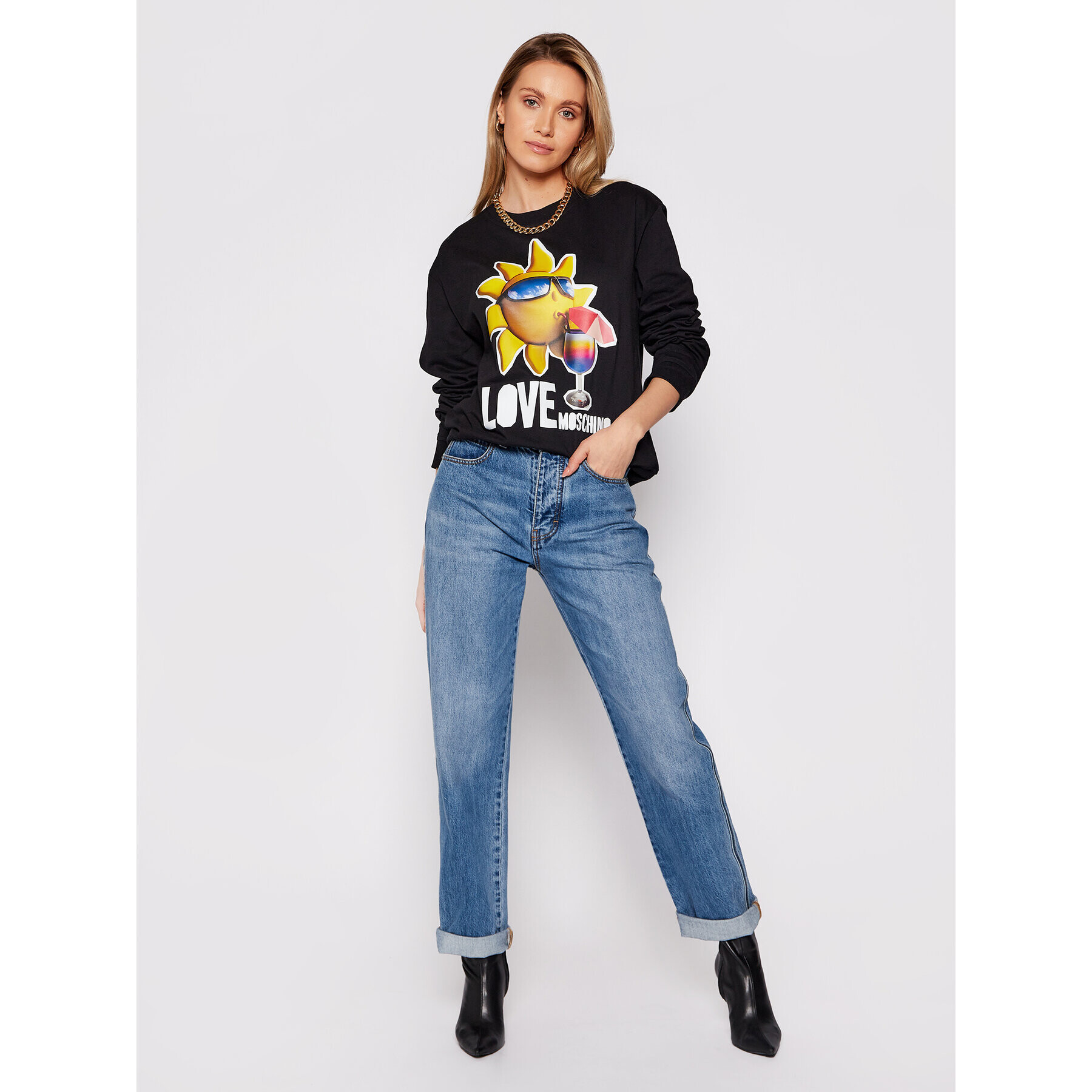 LOVE MOSCHINO Суитшърт W630637M 4267 Черен Regular Fit - Pepit.bg