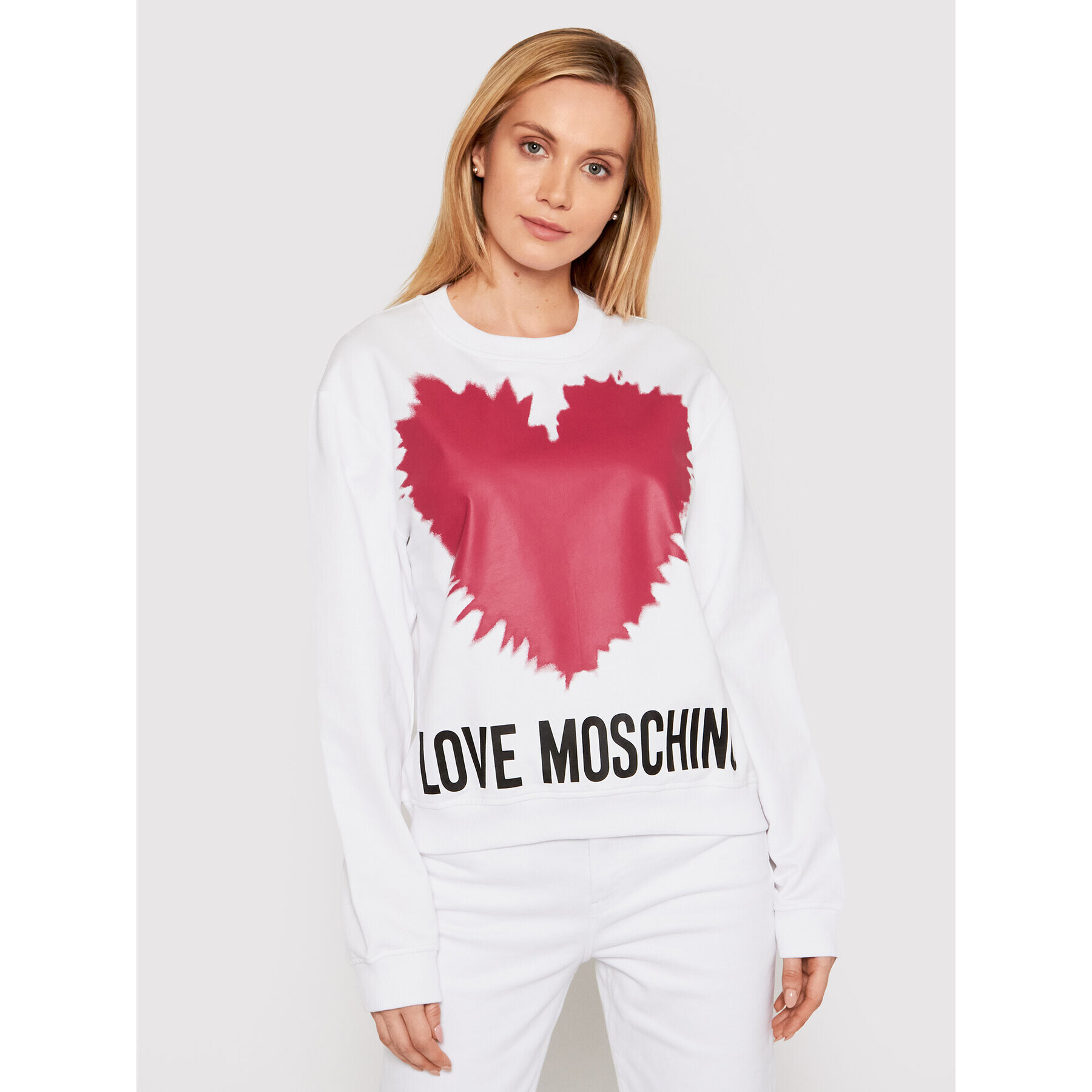 LOVE MOSCHINO Суитшърт W630643M 4282 Бял Regular Fit - Pepit.bg