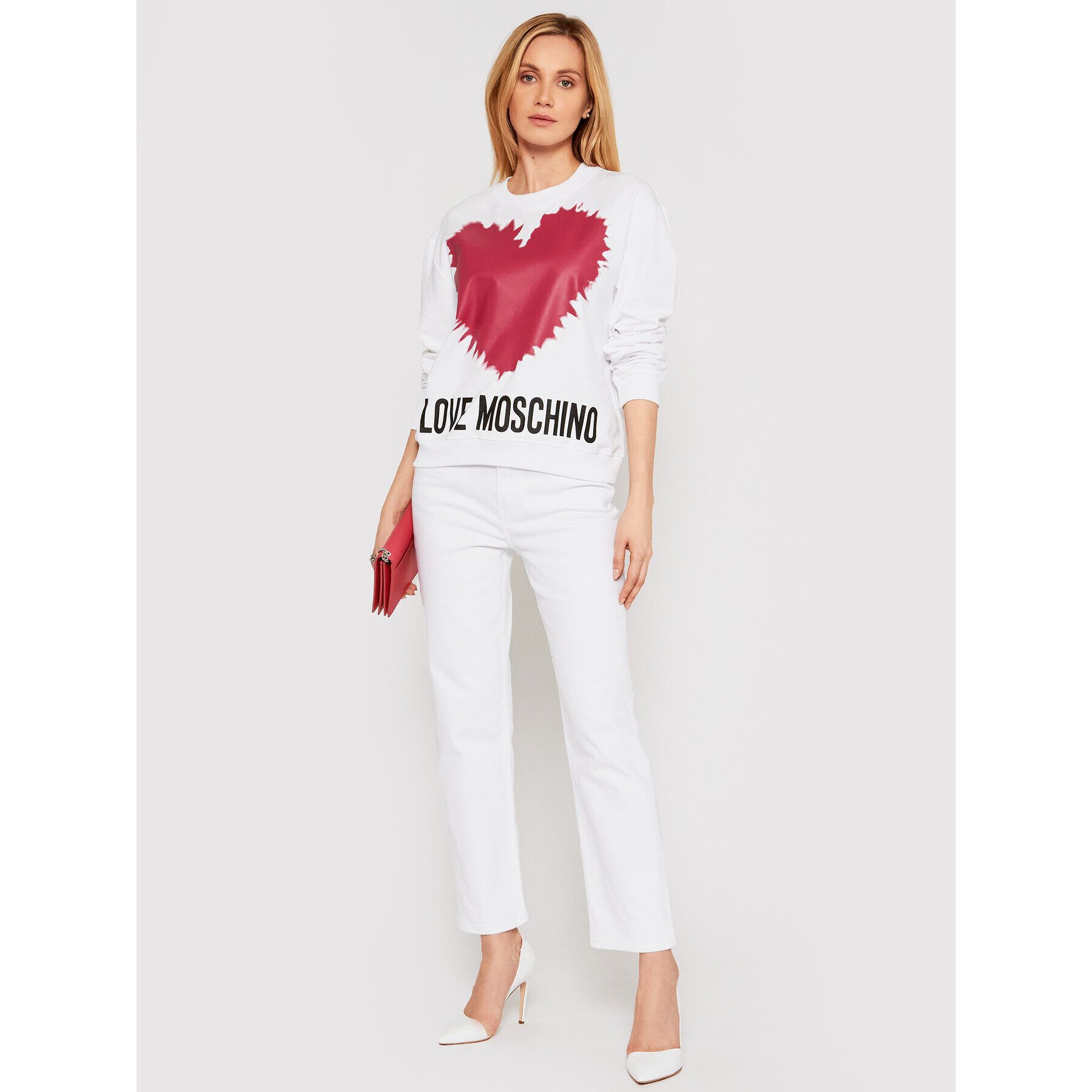 LOVE MOSCHINO Суитшърт W630643M 4282 Бял Regular Fit - Pepit.bg