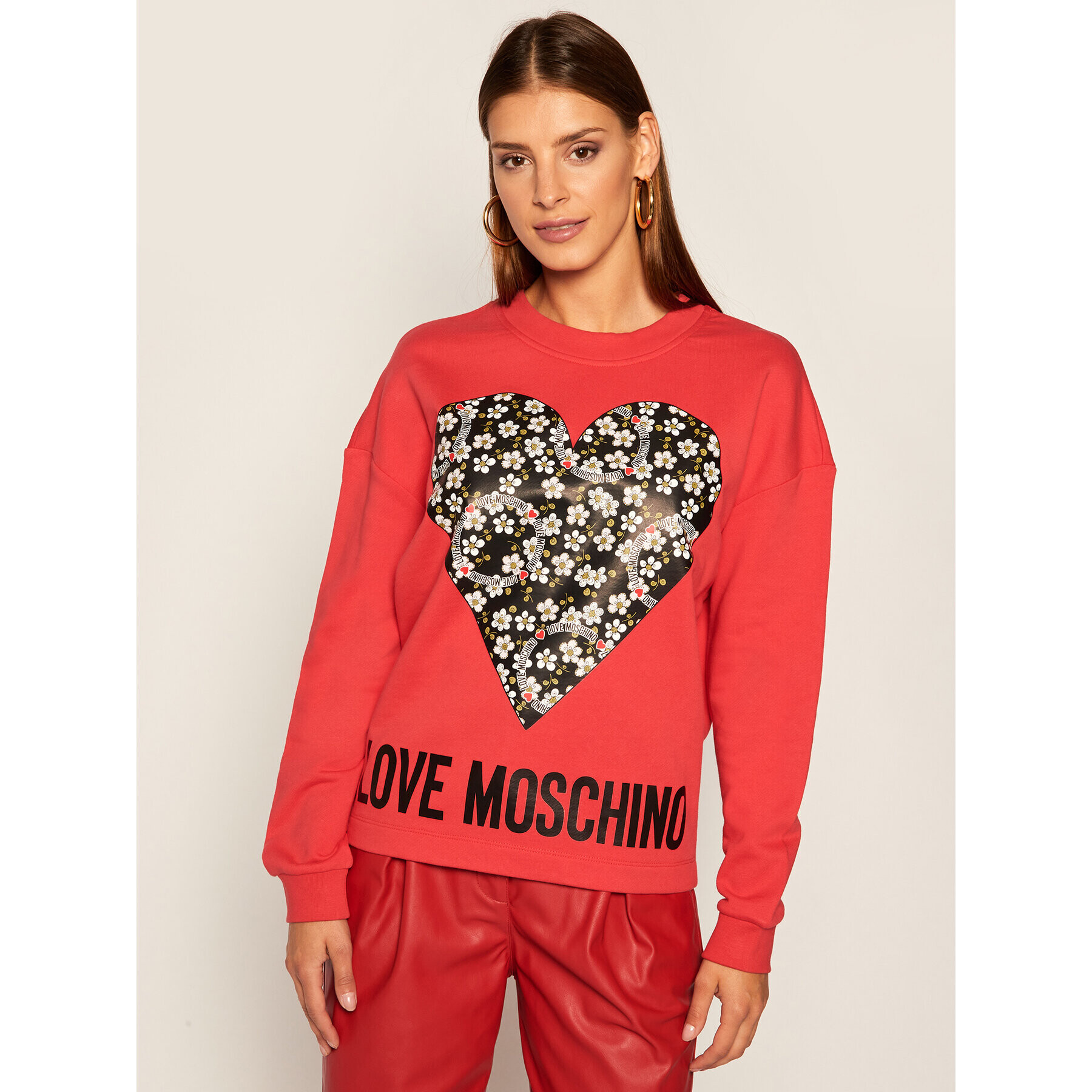 LOVE MOSCHINO Суитшърт W640401M 4055 Червен Regular Fit - Pepit.bg