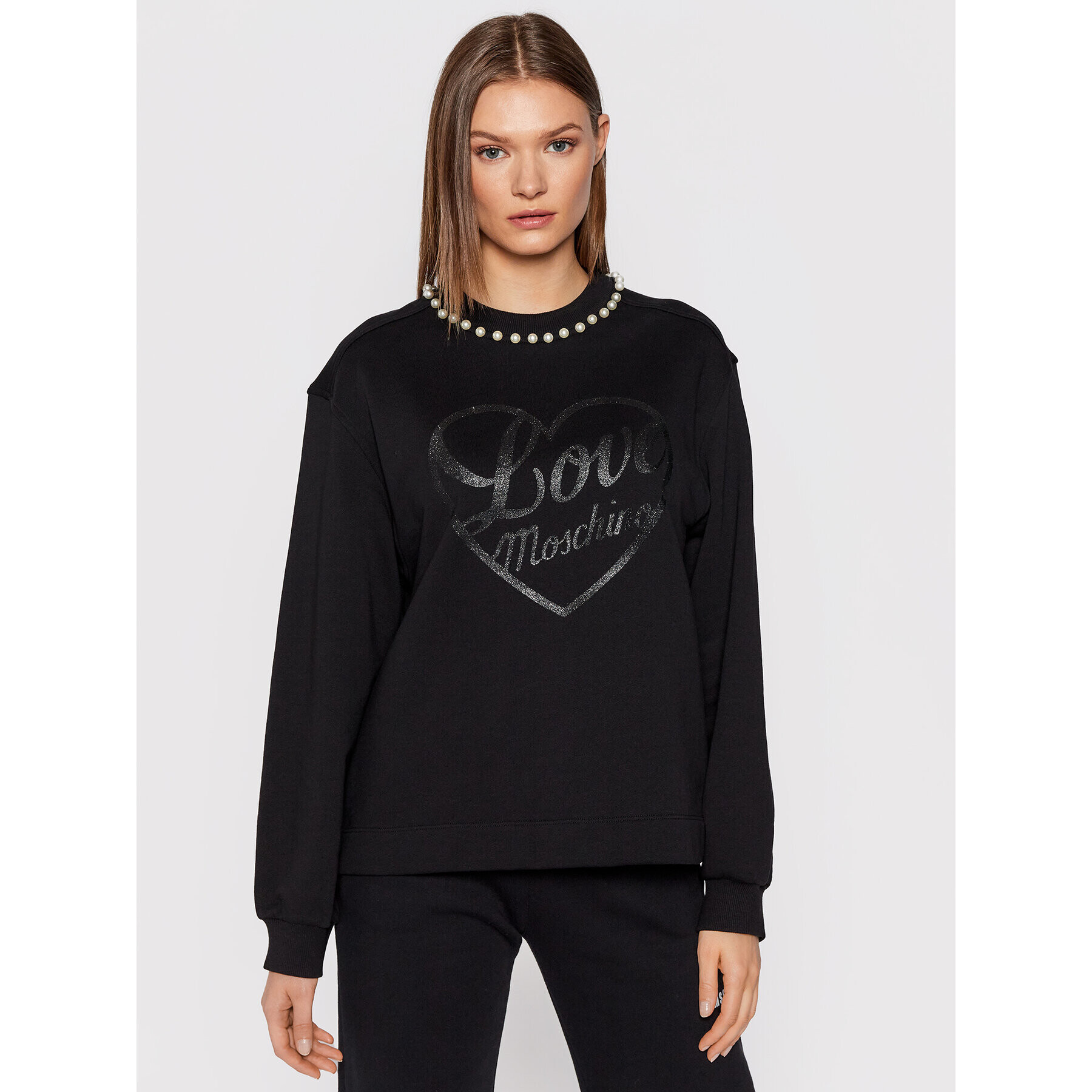 LOVE MOSCHINO Суитшърт W644801M 4055 Черен Regular Fit - Pepit.bg