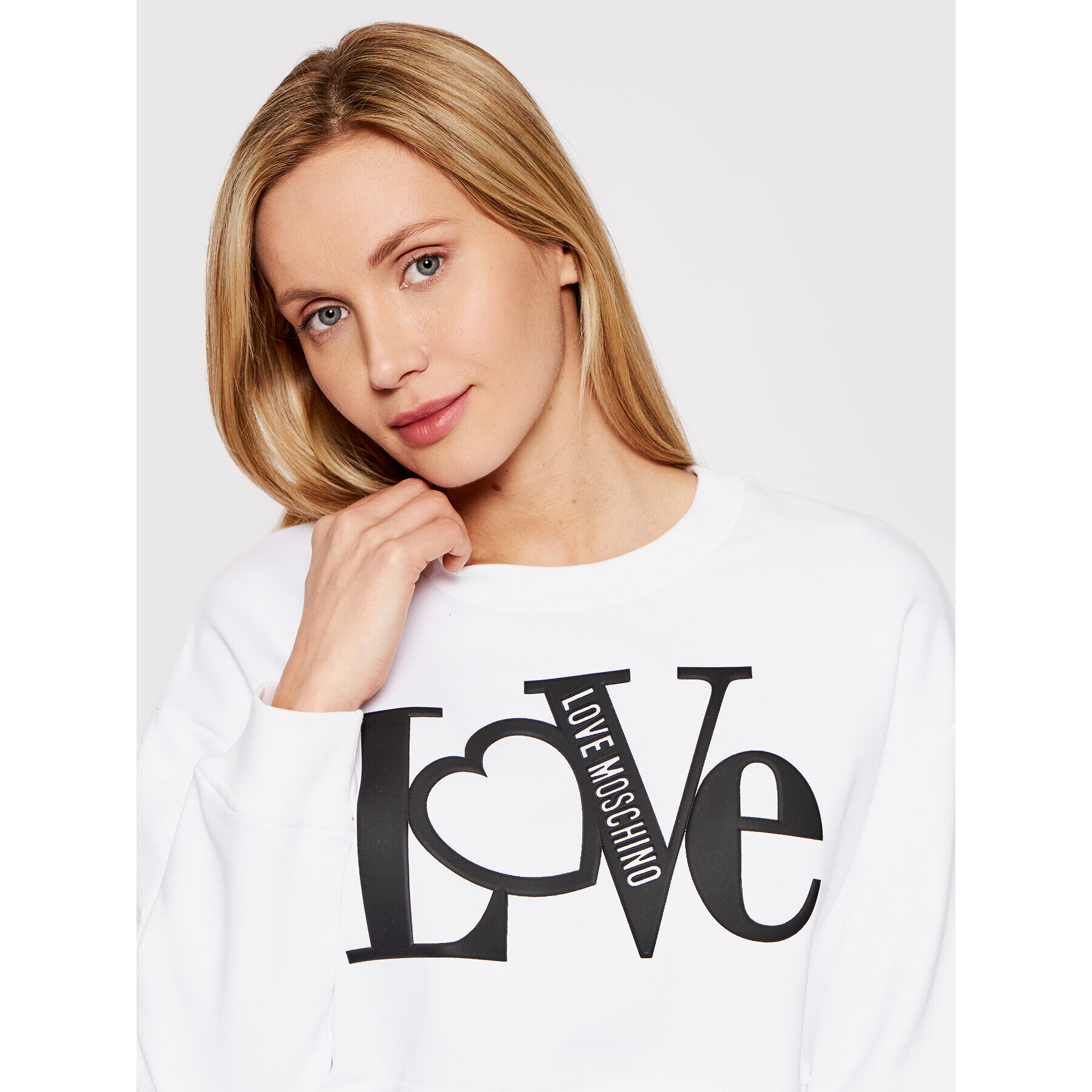 LOVE MOSCHINO Суитшърт W646101M 4266 Бял Regular Fit - Pepit.bg