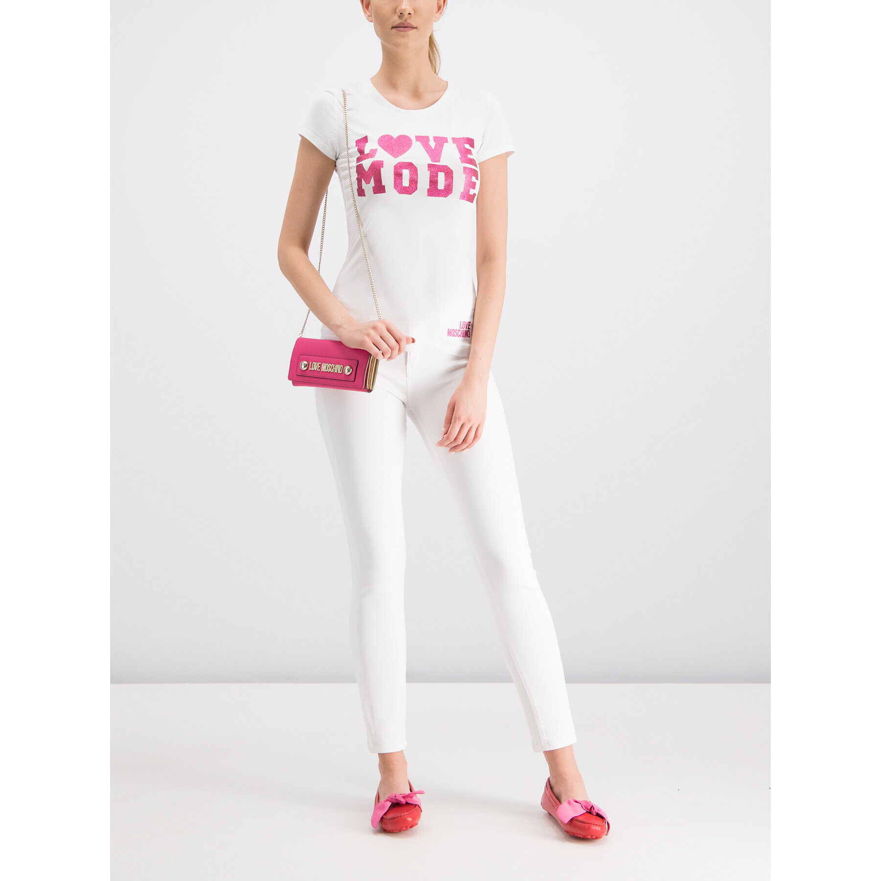 LOVE MOSCHINO Тишърт W4B194VE2065 Бял Slim Fit - Pepit.bg