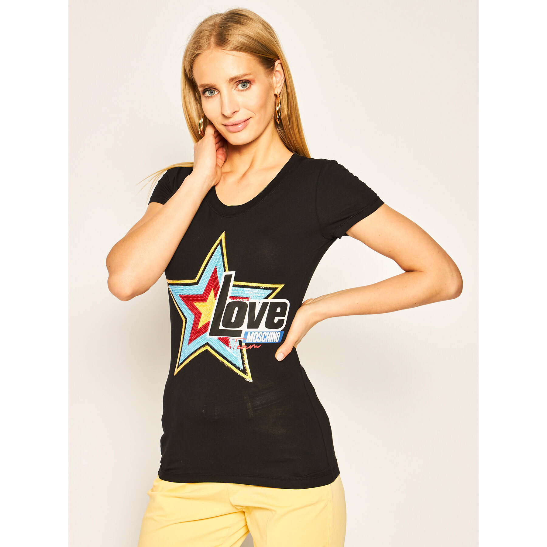 LOVE MOSCHINO Тишърт W4B195CE 1698 Черен Regular Fit - Pepit.bg