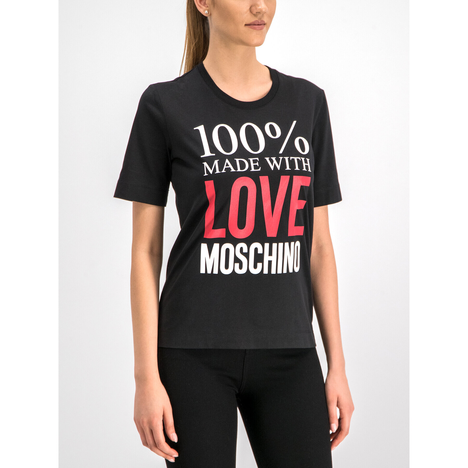 LOVE MOSCHINO Тишърт W4F151IM 3517 Черен Regular Fit - Pepit.bg