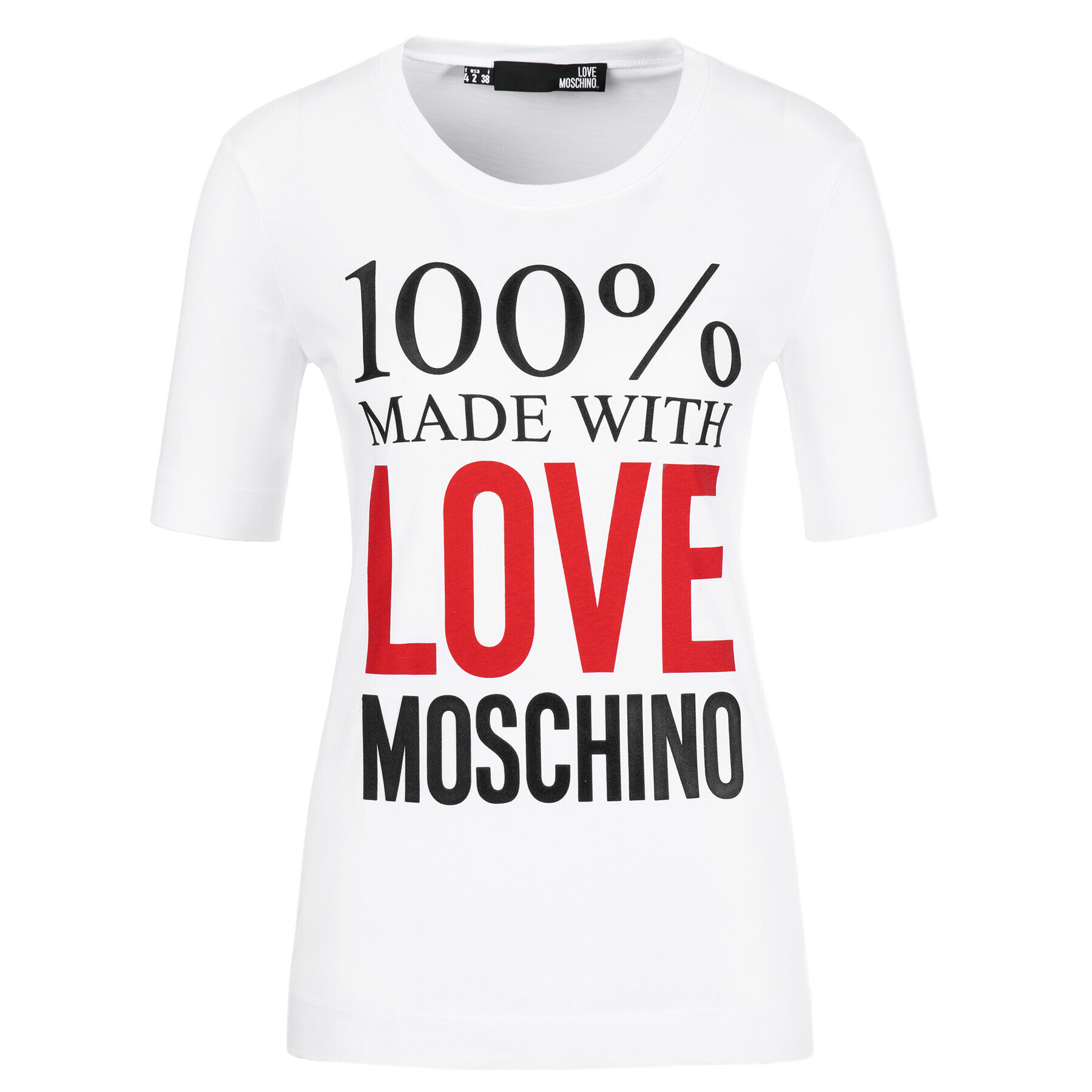 LOVE MOSCHINO Тишърт W4F151IM3517 Бял Regular Fit - Pepit.bg