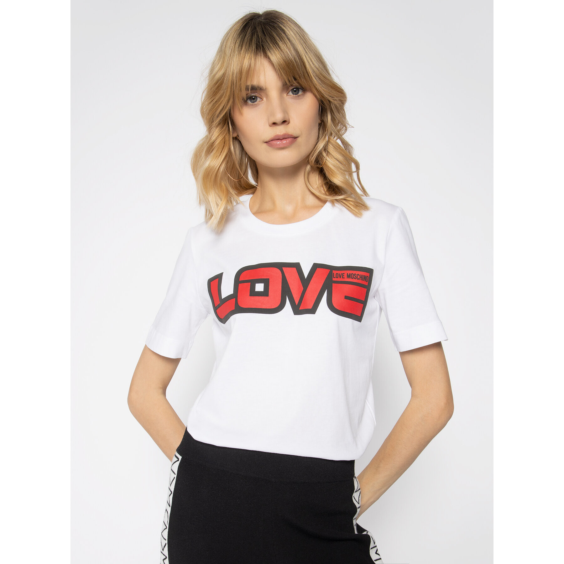 LOVE MOSCHINO Тишърт W4F152AM 3876 Бял Regular Fit - Pepit.bg