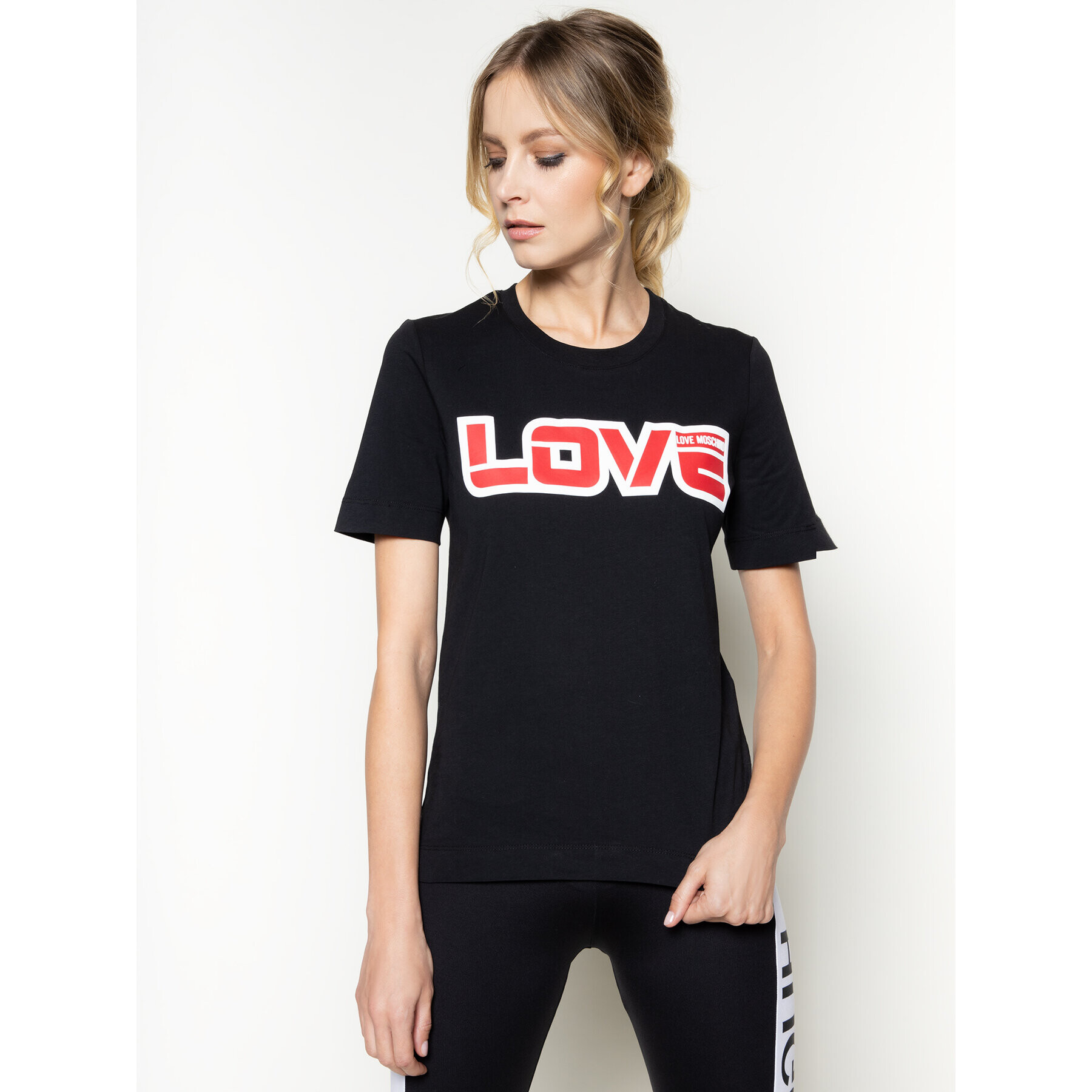 LOVE MOSCHINO Тишърт W4F152AM 3876 Черен Regular Fit - Pepit.bg