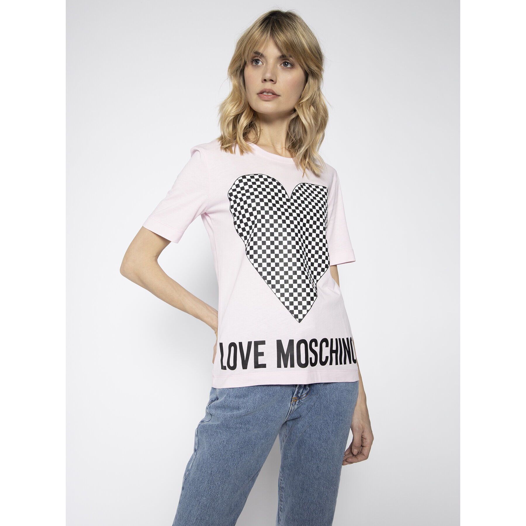 LOVE MOSCHINO Тишърт W4F152CM 3876 Розов Regular Fit - Pepit.bg