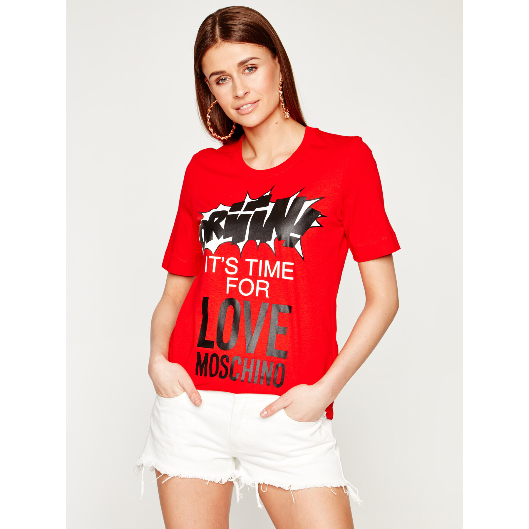 LOVE MOSCHINO Тишърт W4F152EM 3876 Червен Regular Fit - Pepit.bg