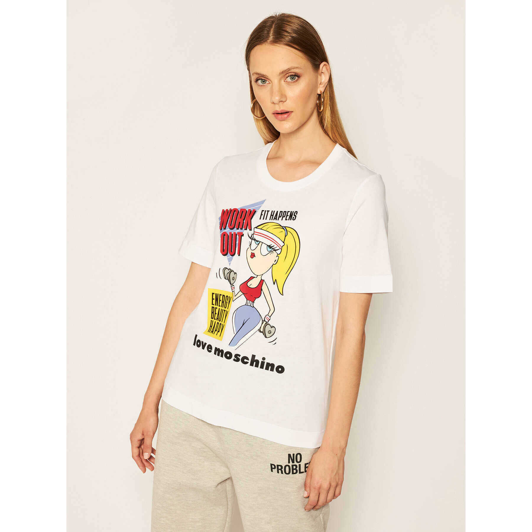 LOVE MOSCHINO Тишърт W4F152MM 3876 Бял Regular Fit - Pepit.bg